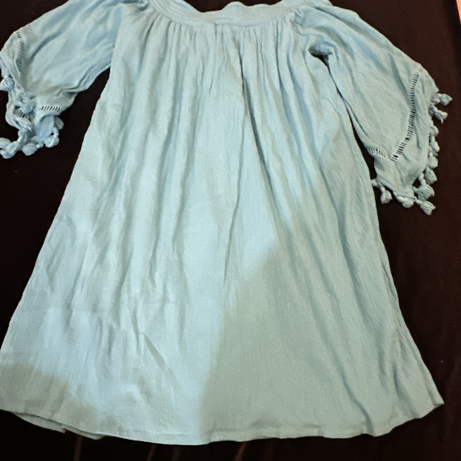 Red Camel Dress Womens Size Large Aqua Blue Lined Mini/shirt Boho, Southwestern