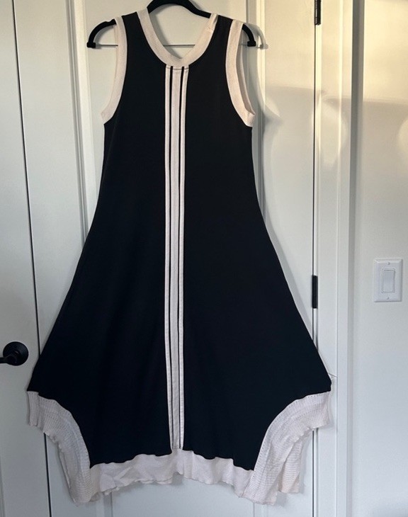 PLANET Lauren G size 1 S M Pima Asymmetric Maxi Dress Back Stripe Pockets