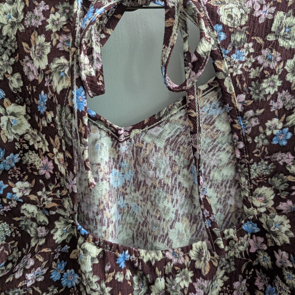 Poema Vibrant Patterned Cottage Core Bohemian Dress Medium Floral Fairy Whimsy