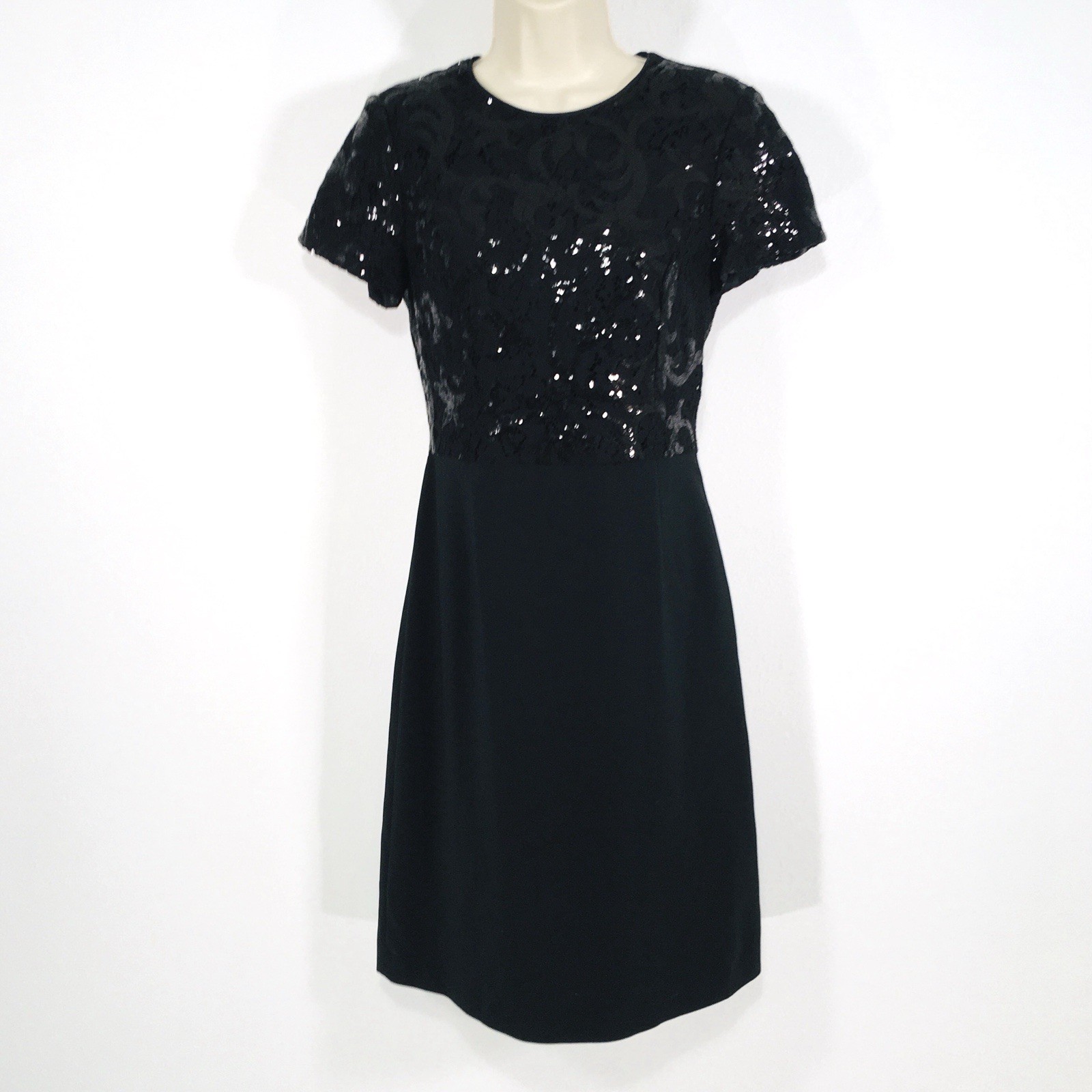 Brooks Brothers Sheath Dress Sz 4 Black Sequin Overlay Top Quiet Luxury Feminine
