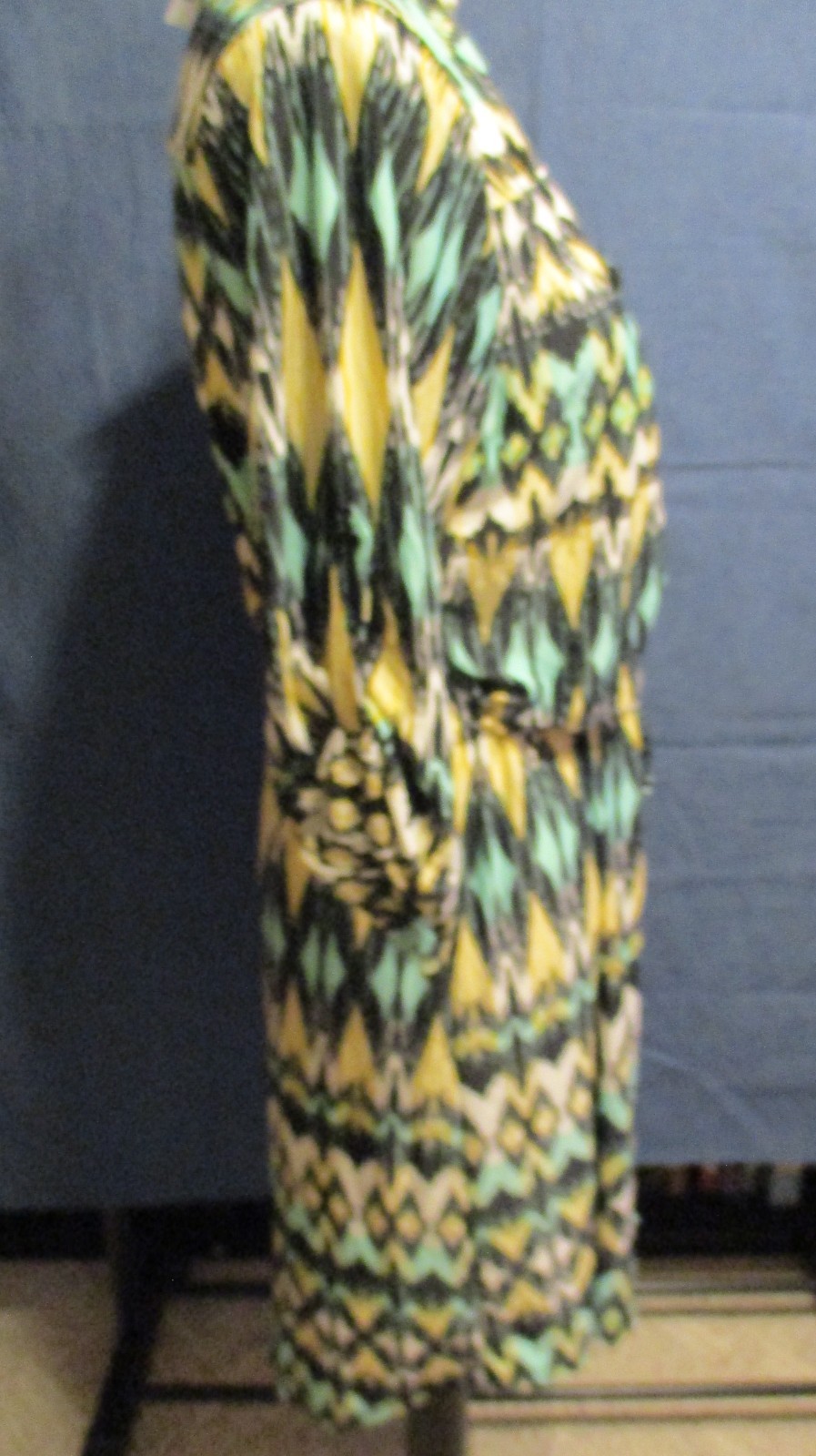 NWT Tacera Aztec Pattern Polyester Roll Tab Sleeved Dress w/Tie Belt Waist Sz. M