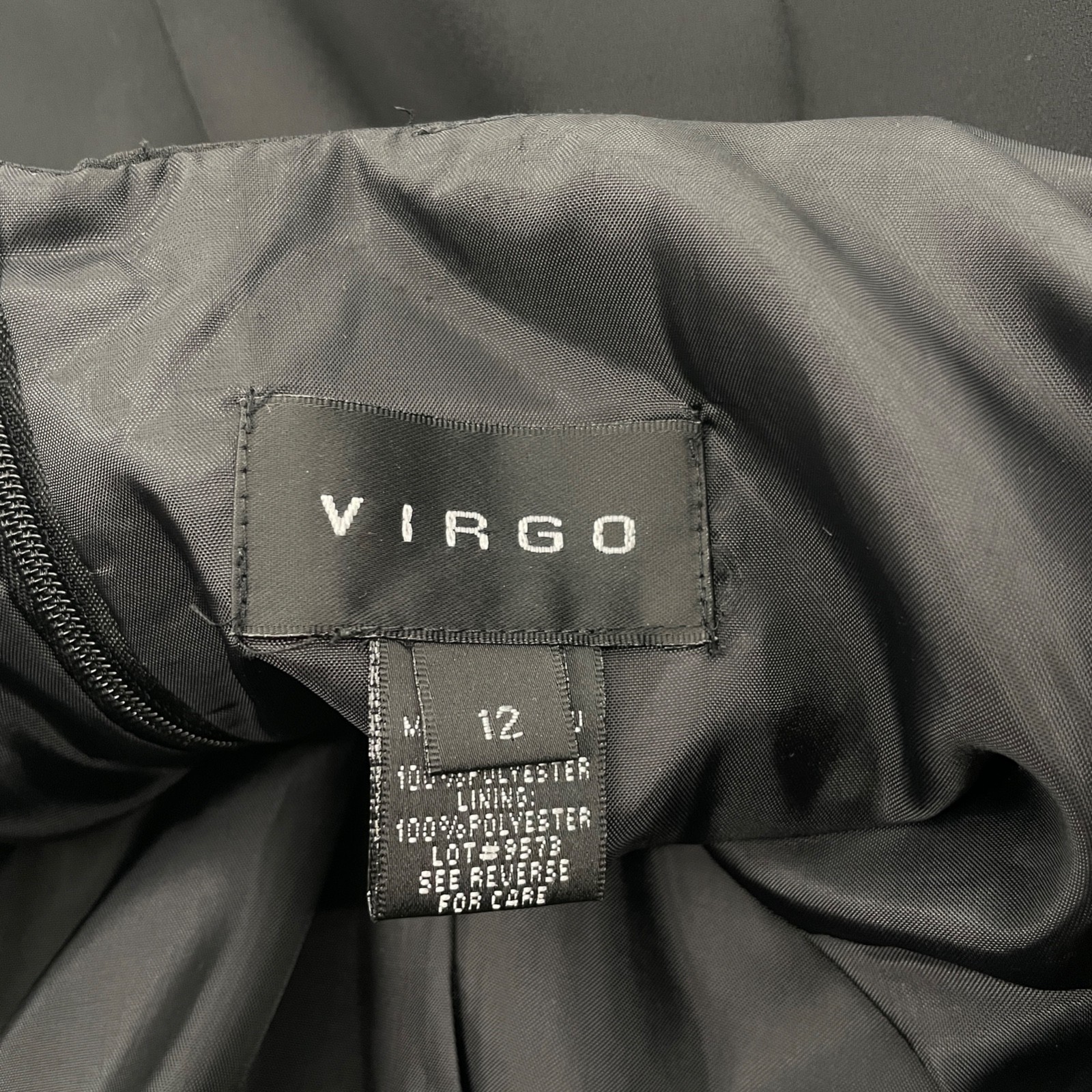 VTG Virgo women’s 12 Black Chiffon A-Line 2pc Dress set Scoop Neck bolero jacket