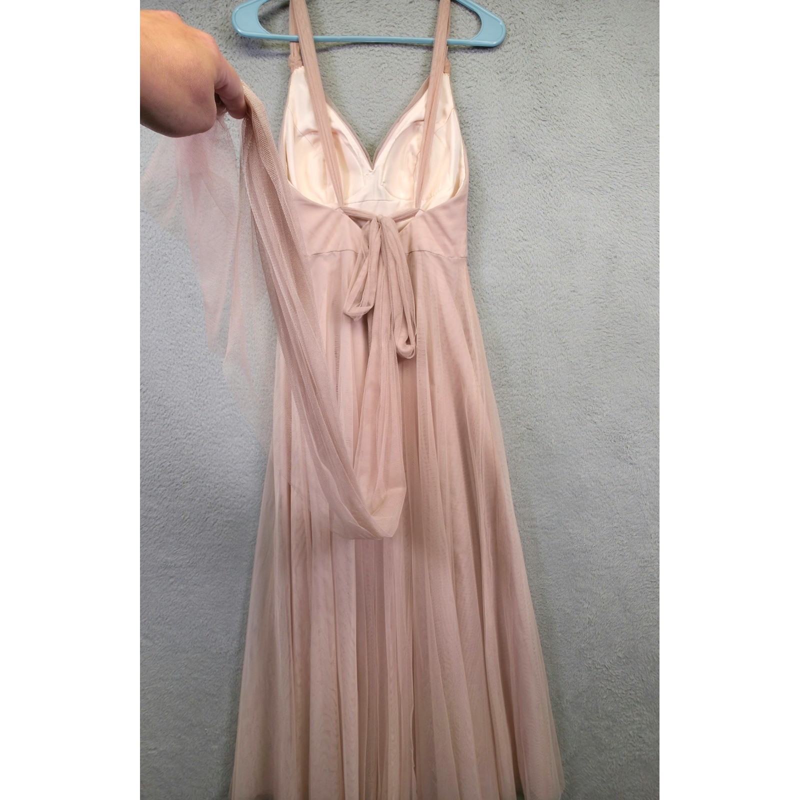 Hitherto Formal Gown Womens 2 Blush Pink Tulle Romantic Bridal Prom Maxi Dress