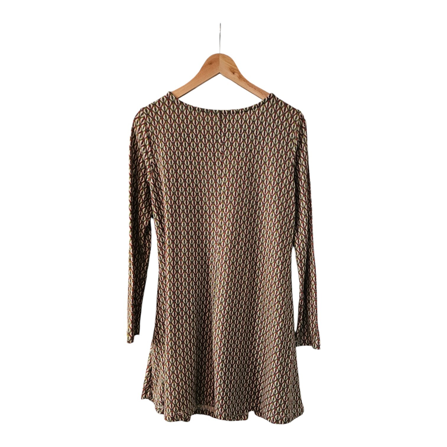 Oeuvre Womens Size M Shift Dress Geometric Long Sleeve Mini BOHO