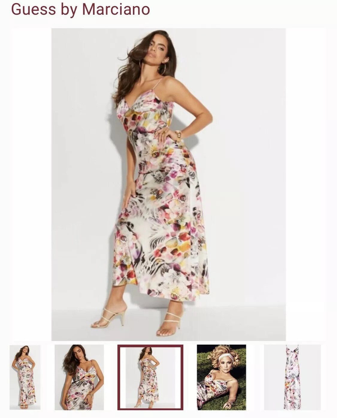 £270 MARCIANO by GUESS Jennifer Lopez Maxi Floral Slip Dress XL 14 16 Cowl Back