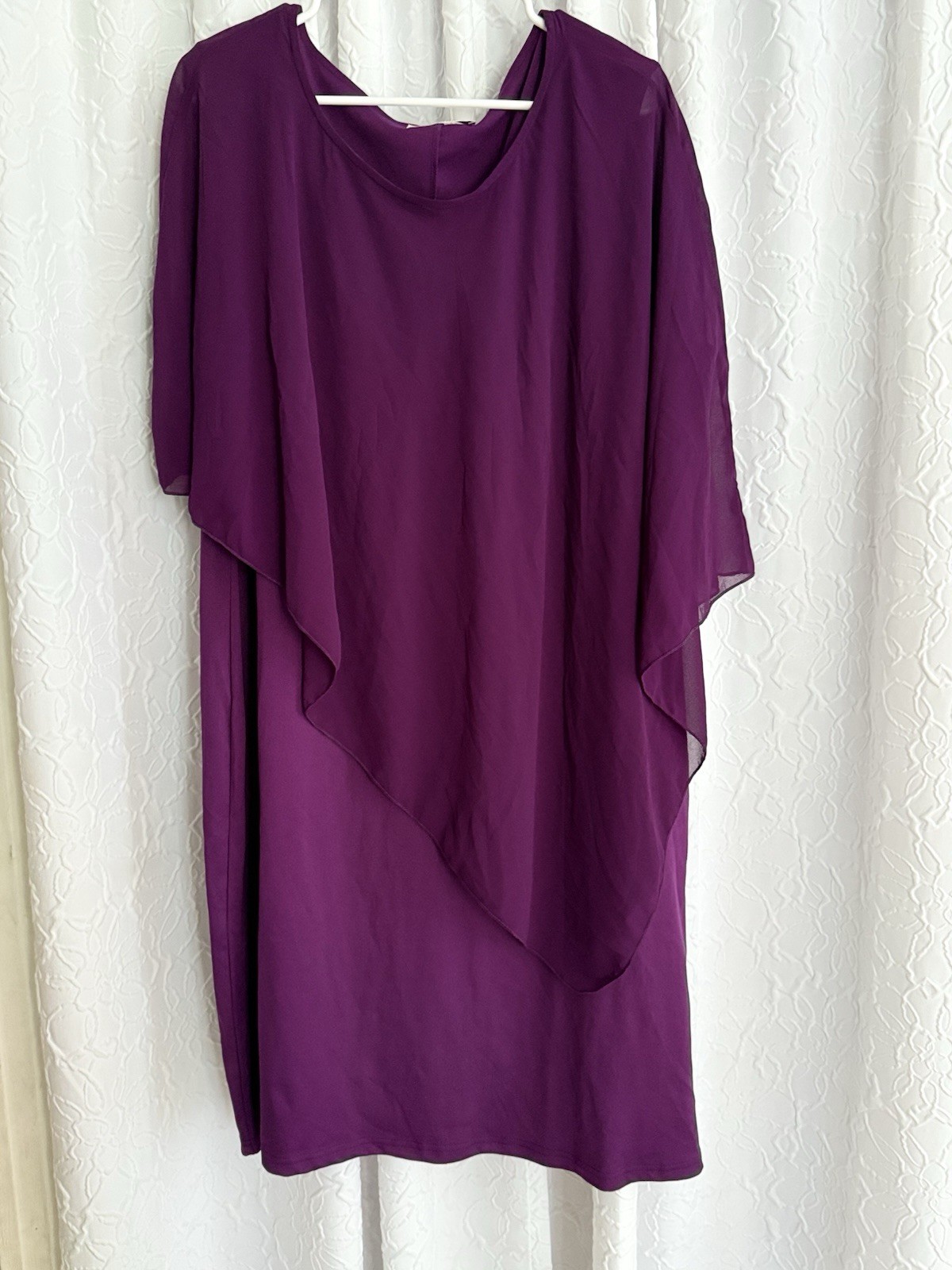 Nemidor(5XL) -Asymmetrical Purple Dress With A See Through Ruffles