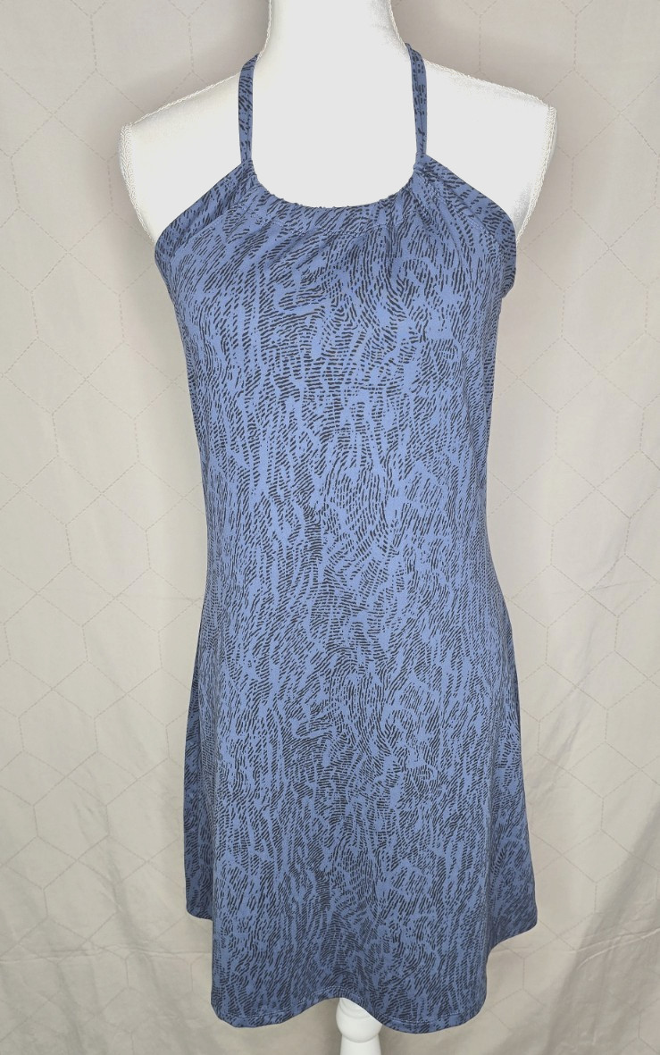 Eddie Bauer Athletic Dress Small Shelf Bra Harmony Blue Black Halter Neck Active