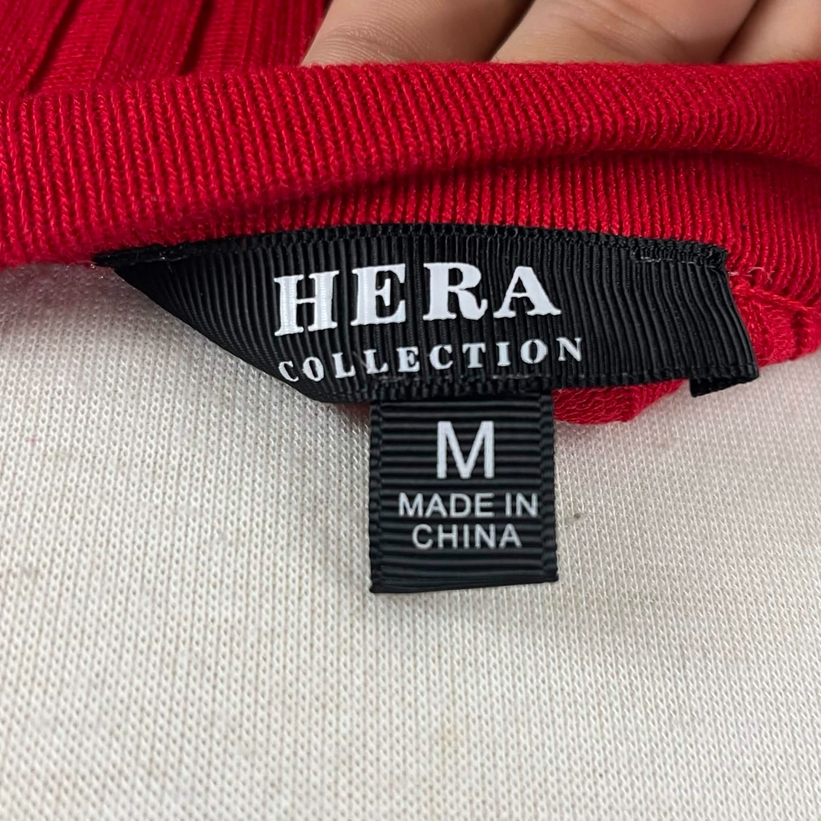 EUC Hera Collection Womens Red Ribbed Knit Strapless Front Split Dress Size M