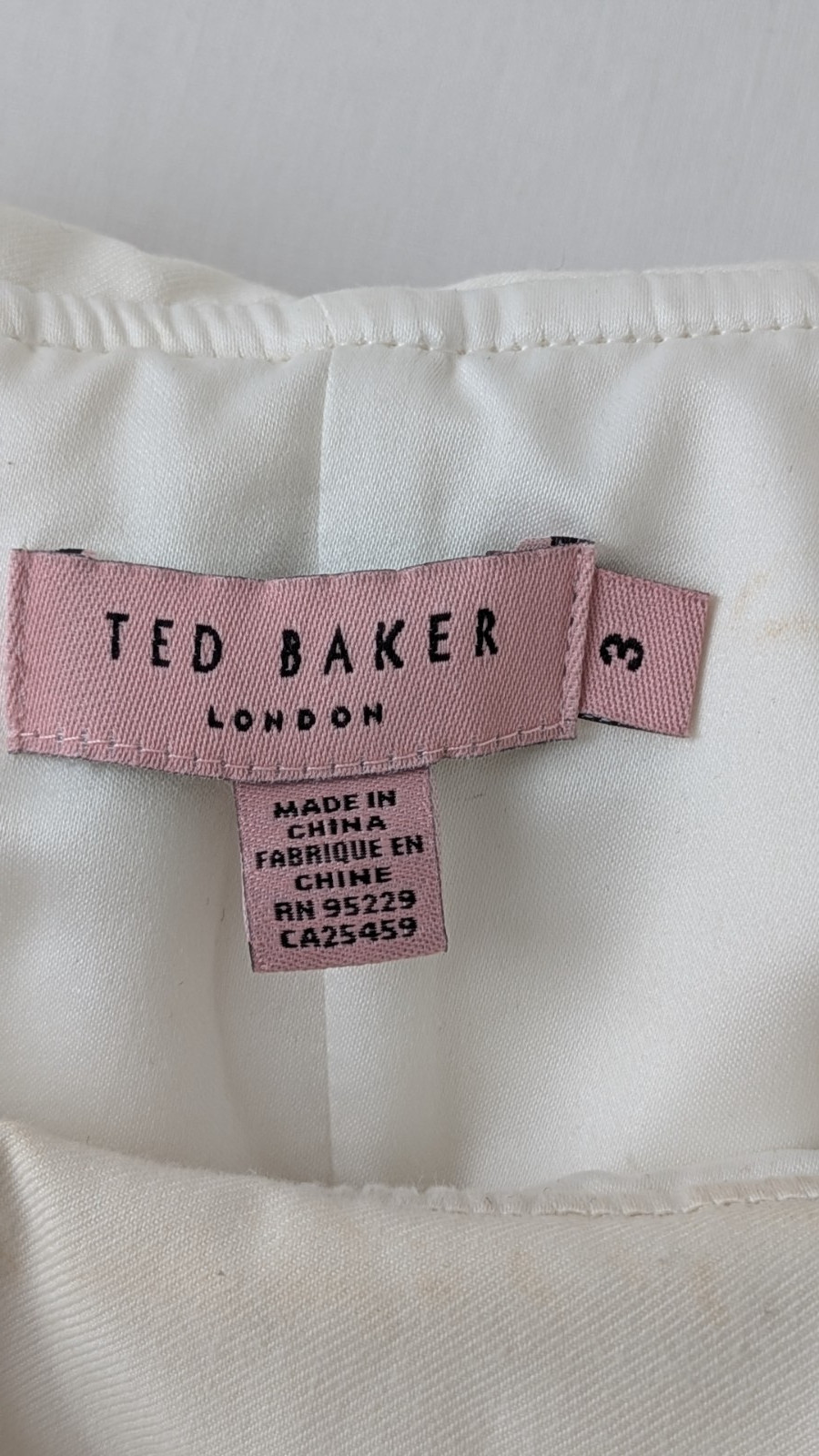 Ted Baker Sleeveless Cream Dress UK3 -E15