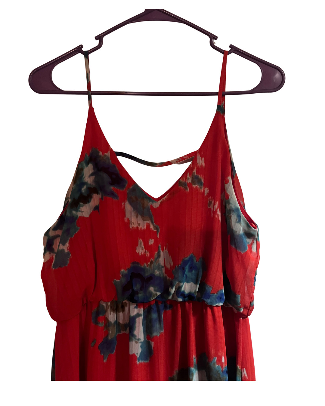 Sienna Sky Women’s Floral High-Low Maxi Dress Size Large Red Blue Sleeveless Boh