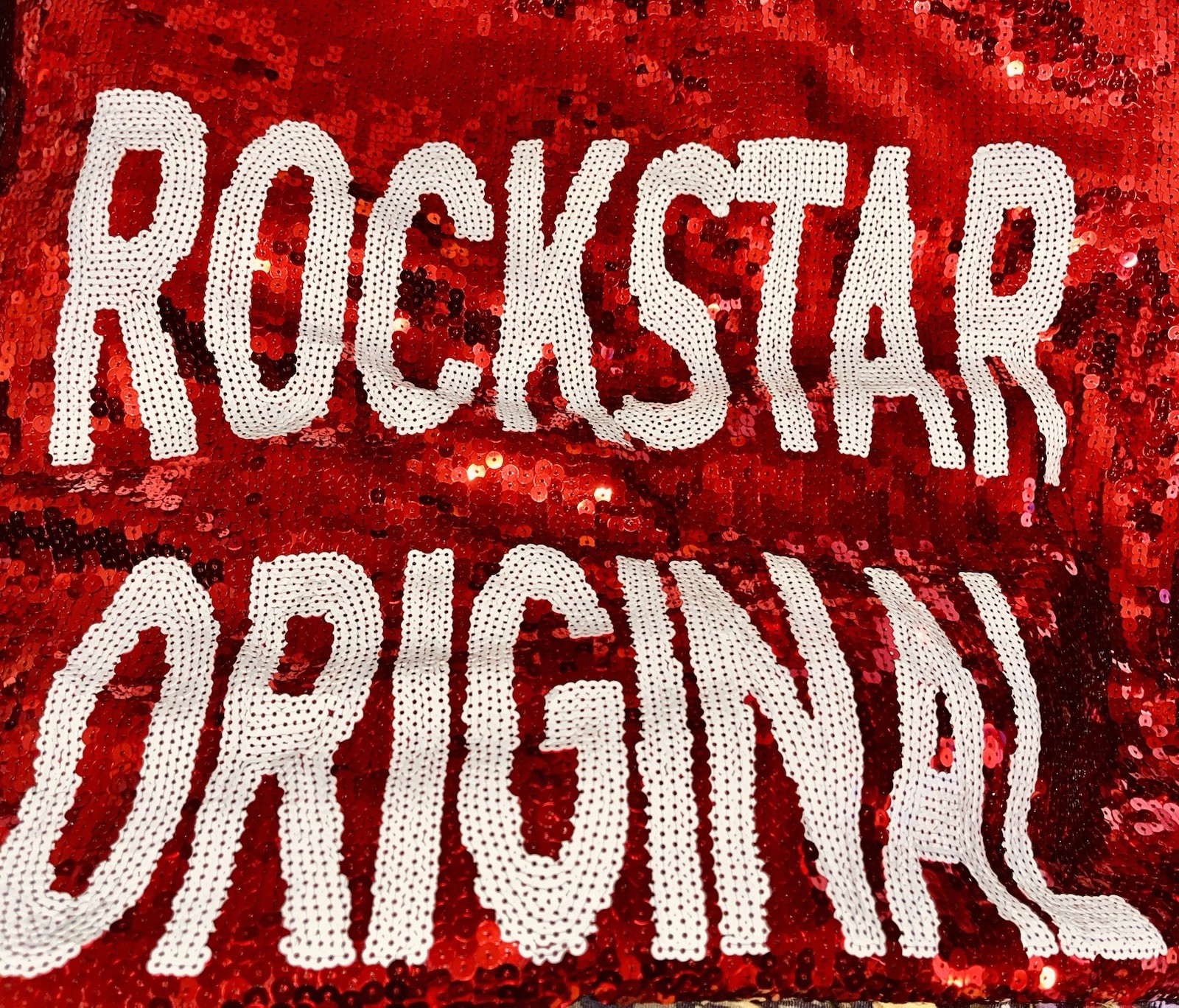 ROCKSTAR ORIG Game Day Red Sequin Mini Dress Football Jersey Oversized Sz OS