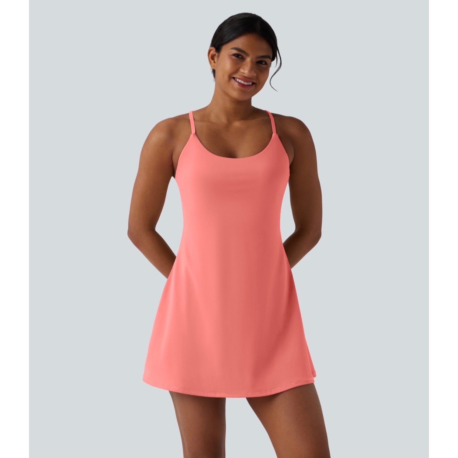 Halara Plush Tummy Control Active Dress Easy Peezy Coral Pink Size S
