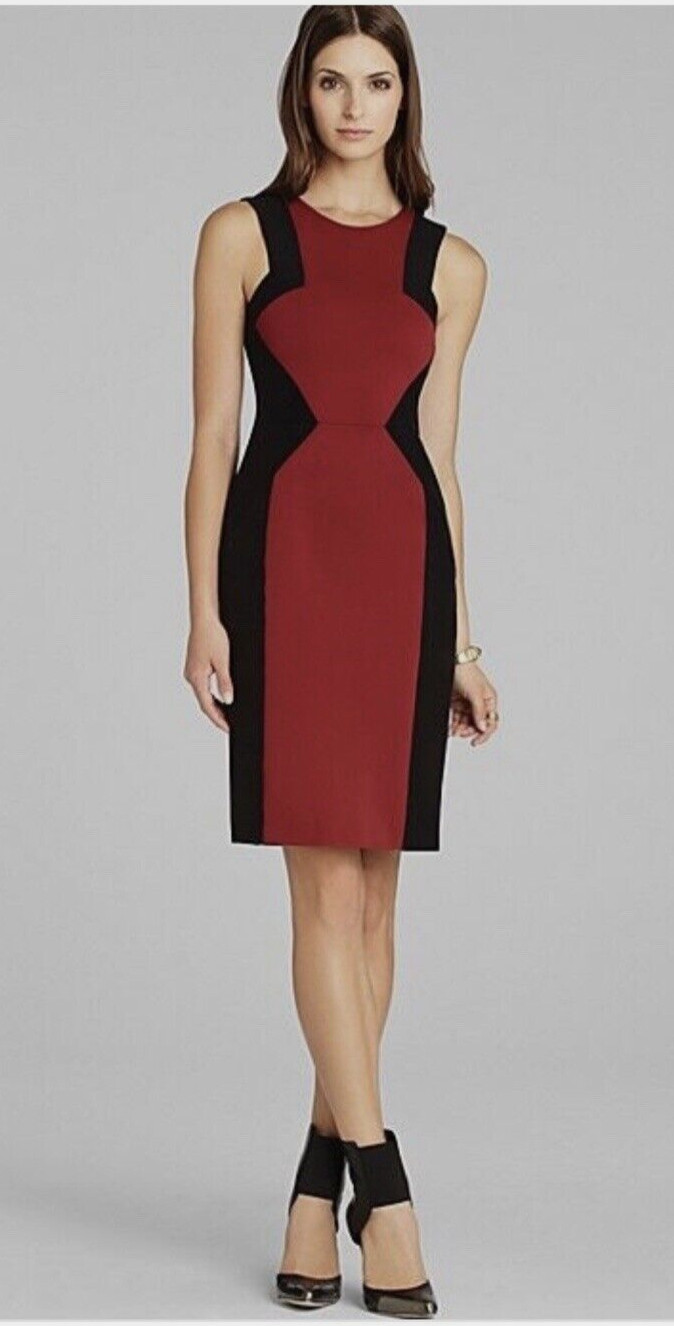 BCBG MAXAZRIA SIZE 4 Evelyn Colorblocked Exposed Zip Sheath Dress