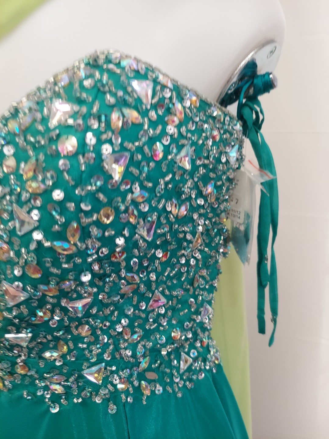 Morilee Green GemOpenback Size11/12 Gembust prom dress