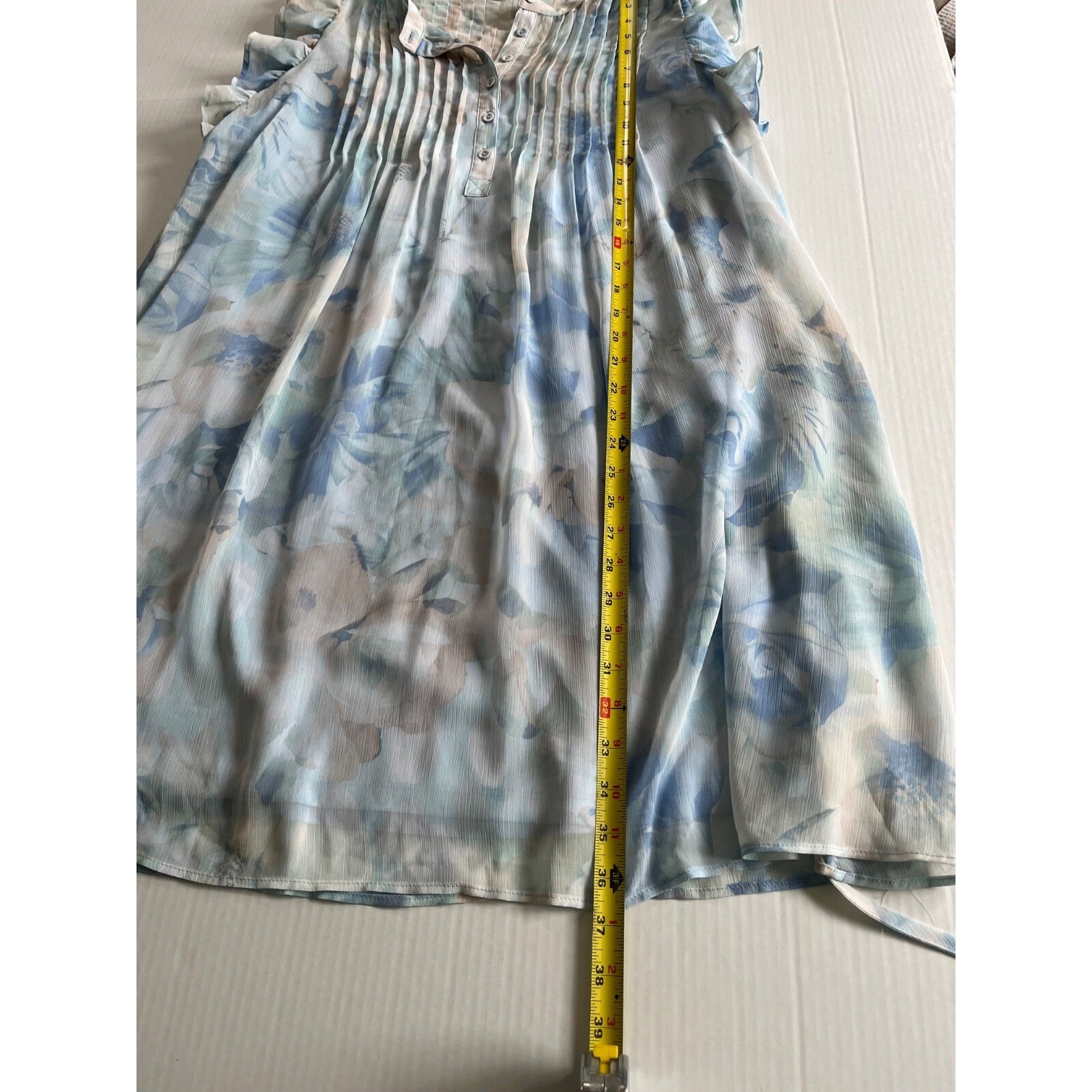 Calvin Klein Size 16 Flutter Cap Sleeve A Line Midi Lined Dress Floral V Neck
