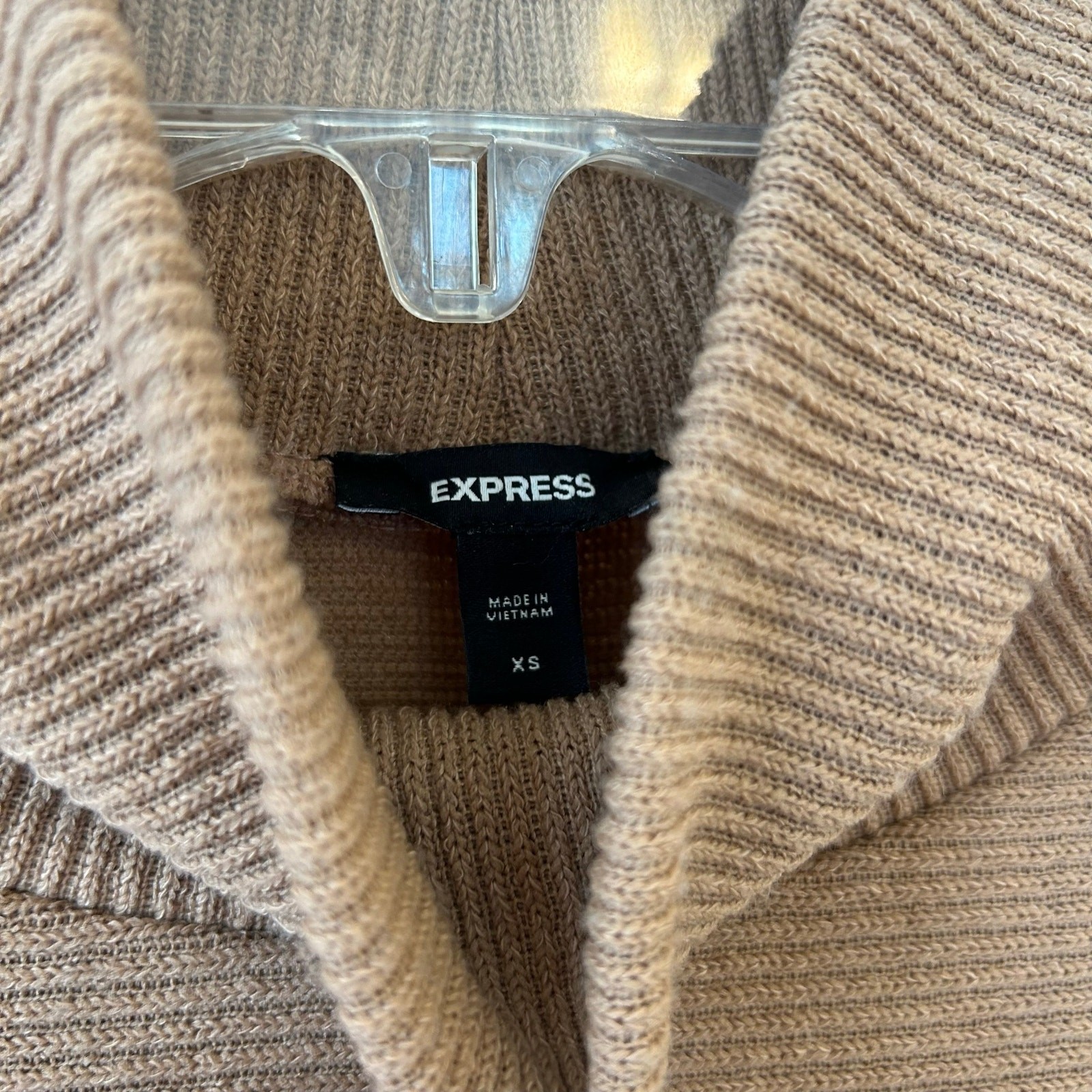 Express Camel Turtleneck Shift Long Sleeve Sweater Dress Midi XS