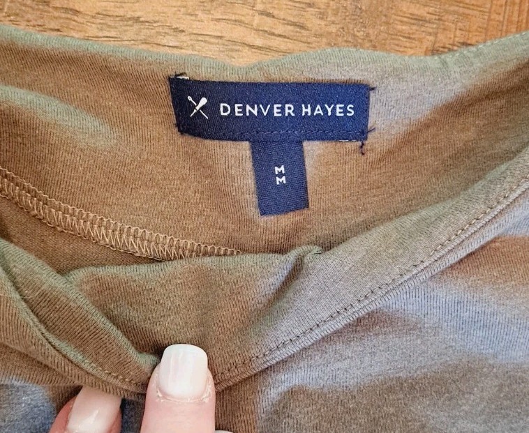 Midi Dress With Pockets Denver Hayes Tie Waist Army Green Tshirt Womens Sz M