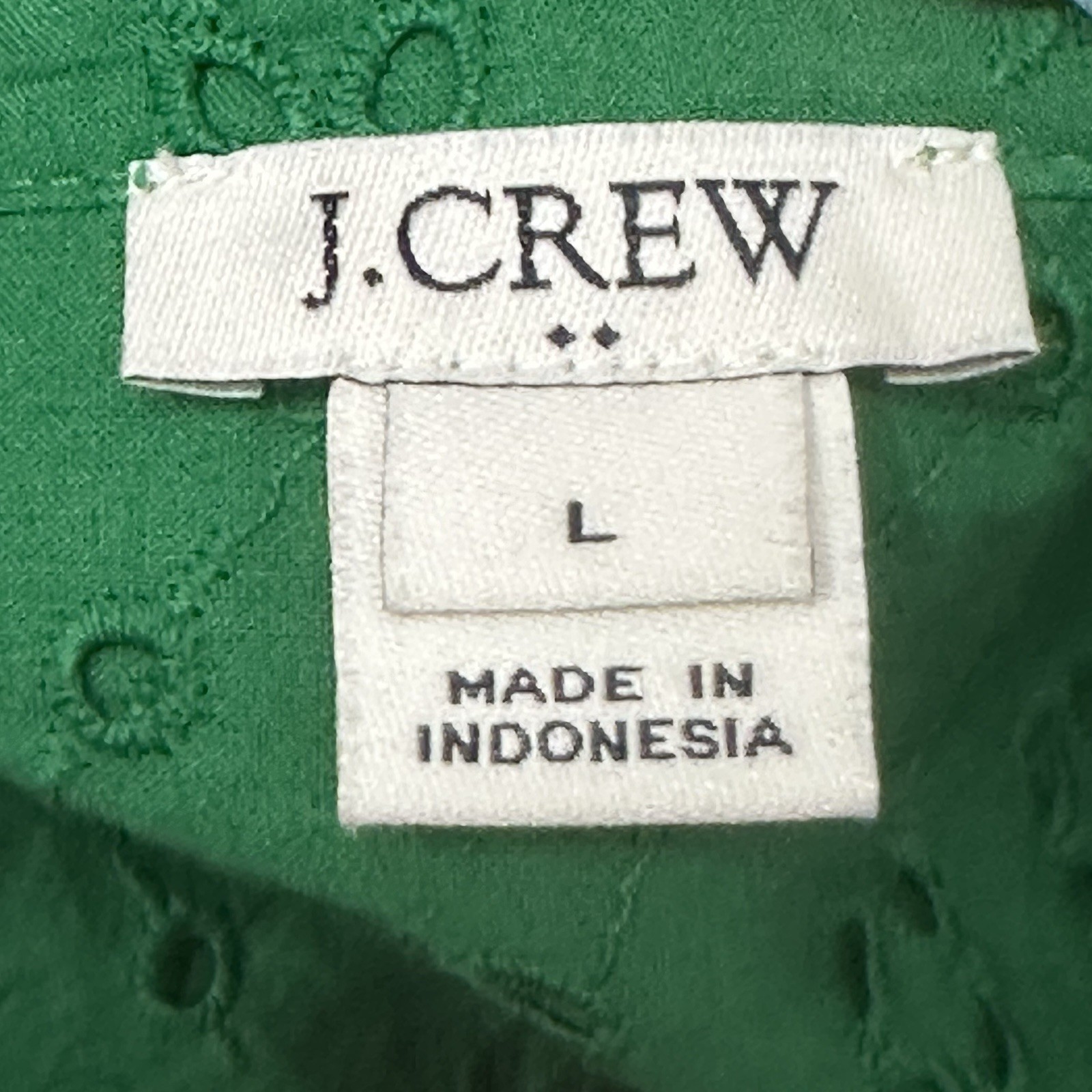 J. Crew Kelly Green Eyelet Sleeveless Cotton Midi Shirt Dress Womens L