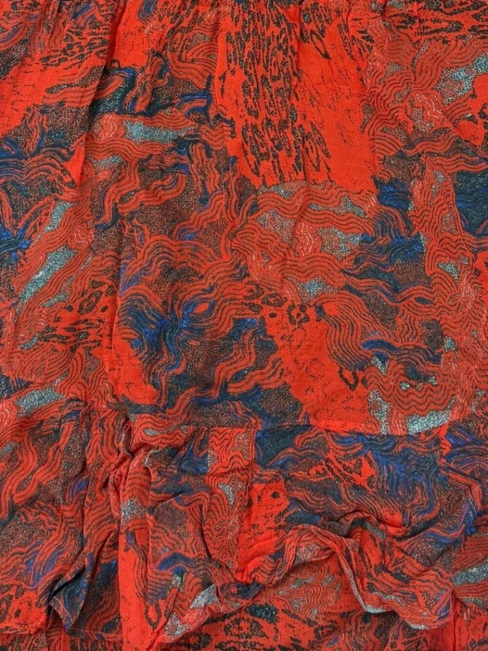 Iro Kizz Chiffon Surplice Neckline Ruffle Mini Dress Womens US 4 FR 36 Red Blue
