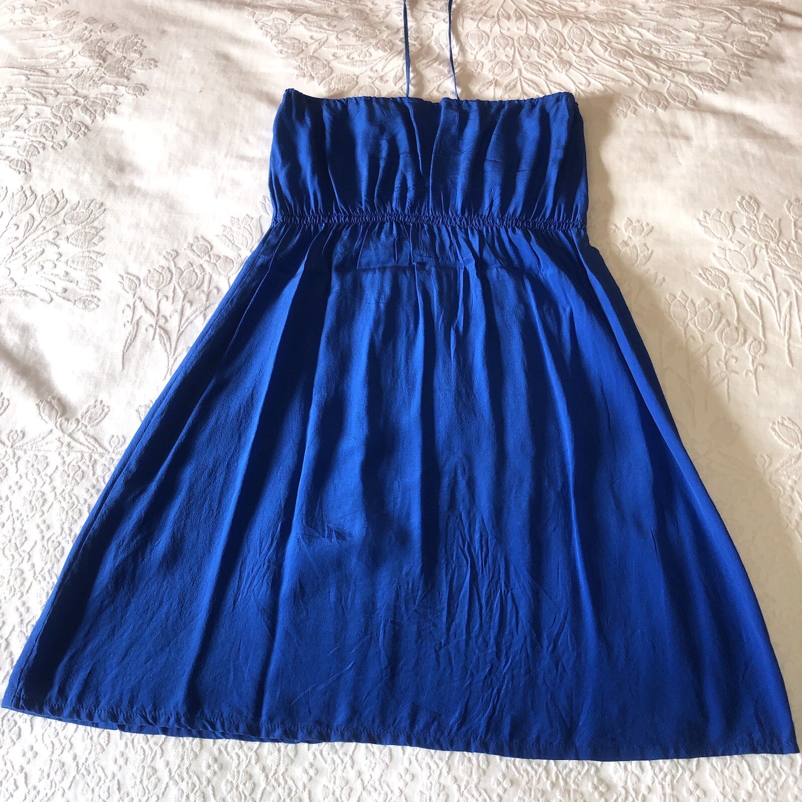 GEREN FORD COBALT BLUE SILK DRESS SIZE UNKNOWN SEE PHOTO MEASUREMENTS