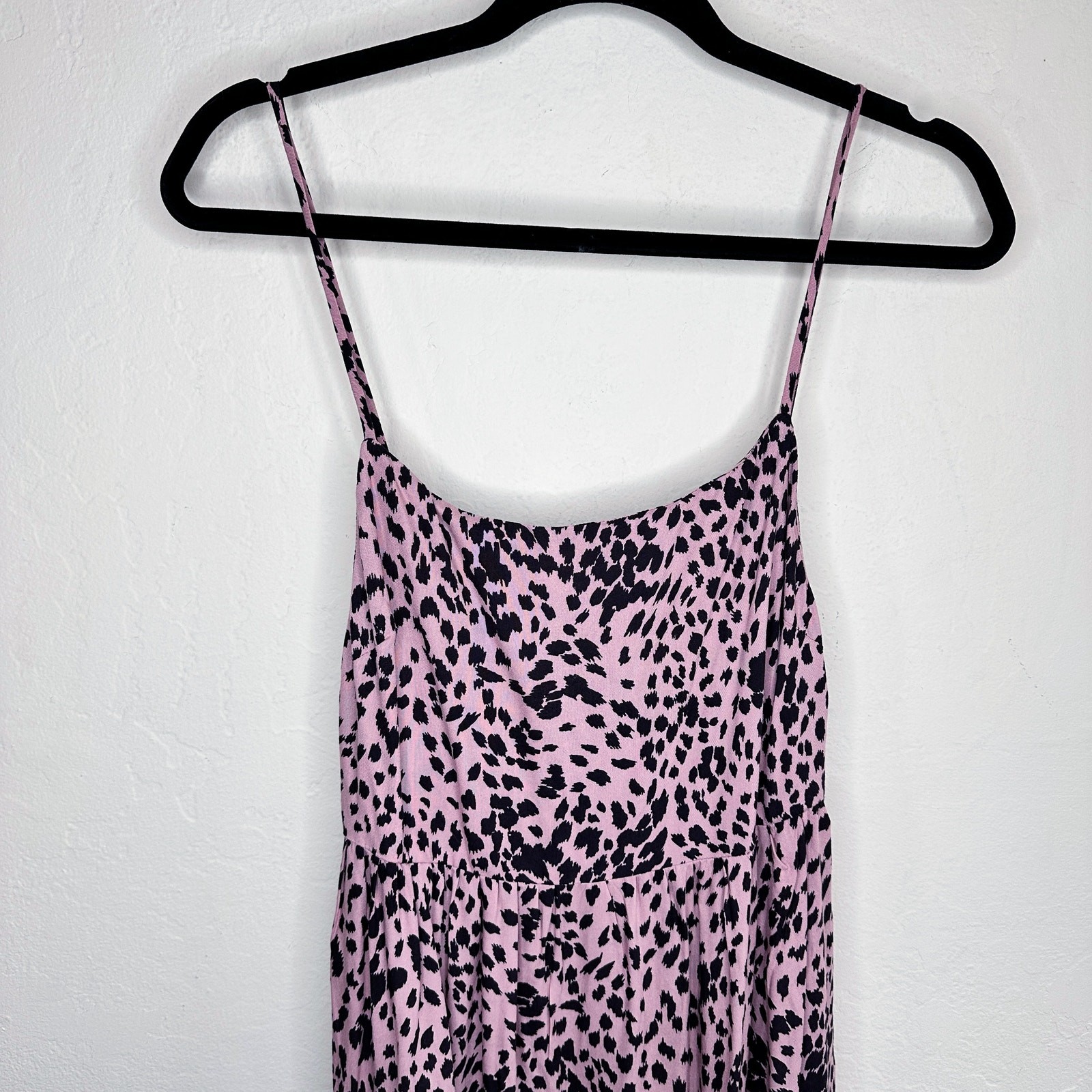 Stillwater Memz Pebbles Pink Cheetah Leopard Print Tiered Leg Slit Maxi Dress XS