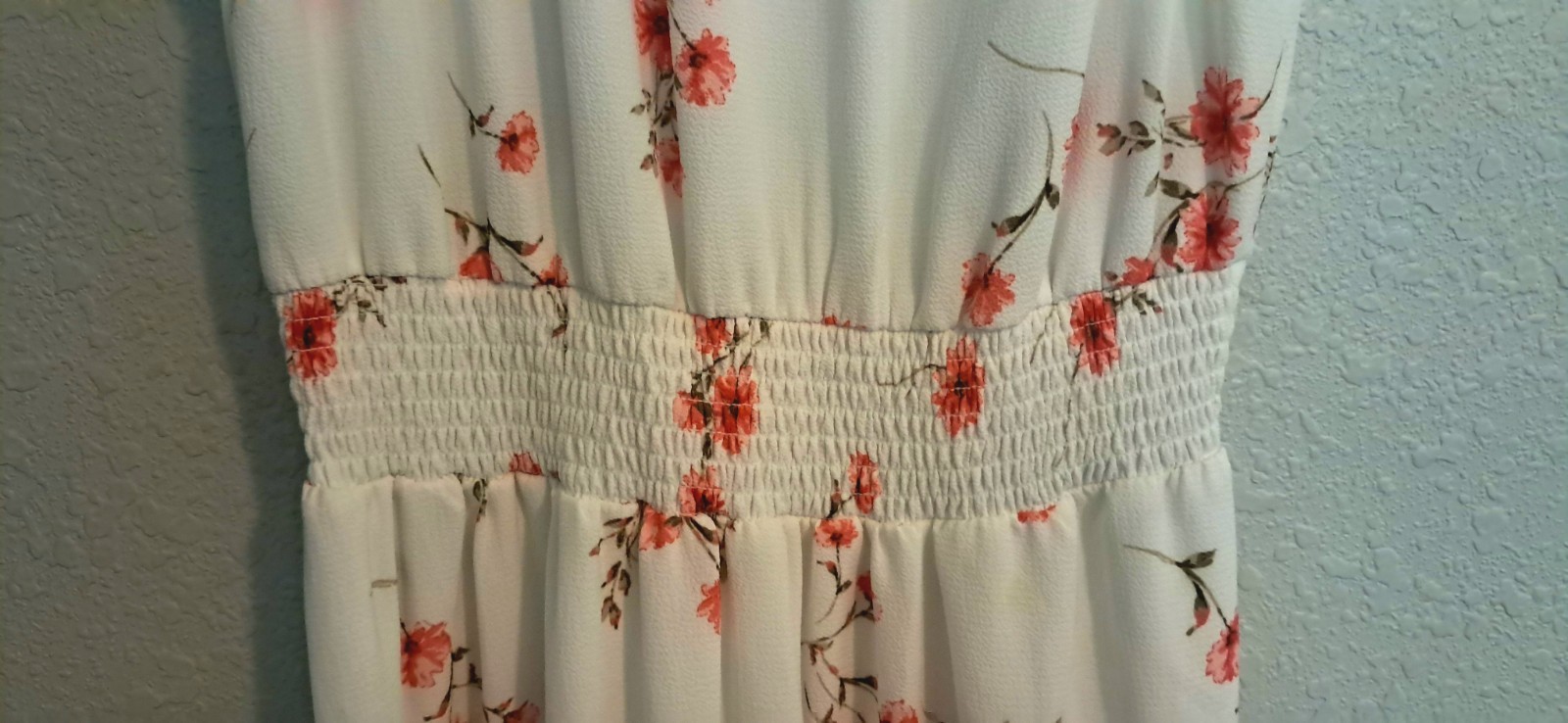 CeCe Medium White & Pink Floral , Ruffle Midi Dress Flutter Sleeves ,Linded 🌺