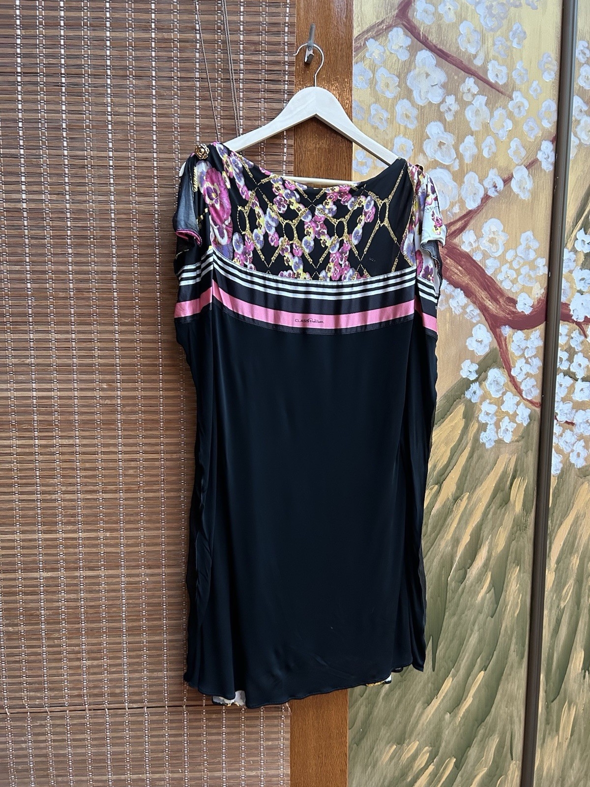 Class Roberto Cavalli Floral Print Draped Tunic Dress 100% Viscose IT46 US12