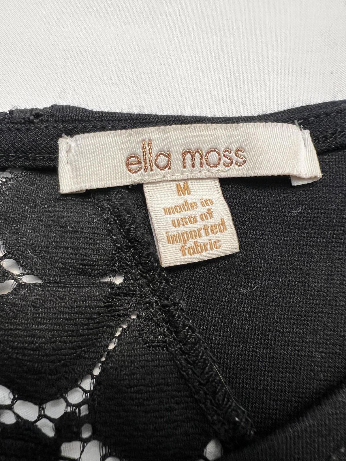 Ella Moss Dress Womens Medium Black Lace Back 3/4 Sleeve Fit & Flare Stretch