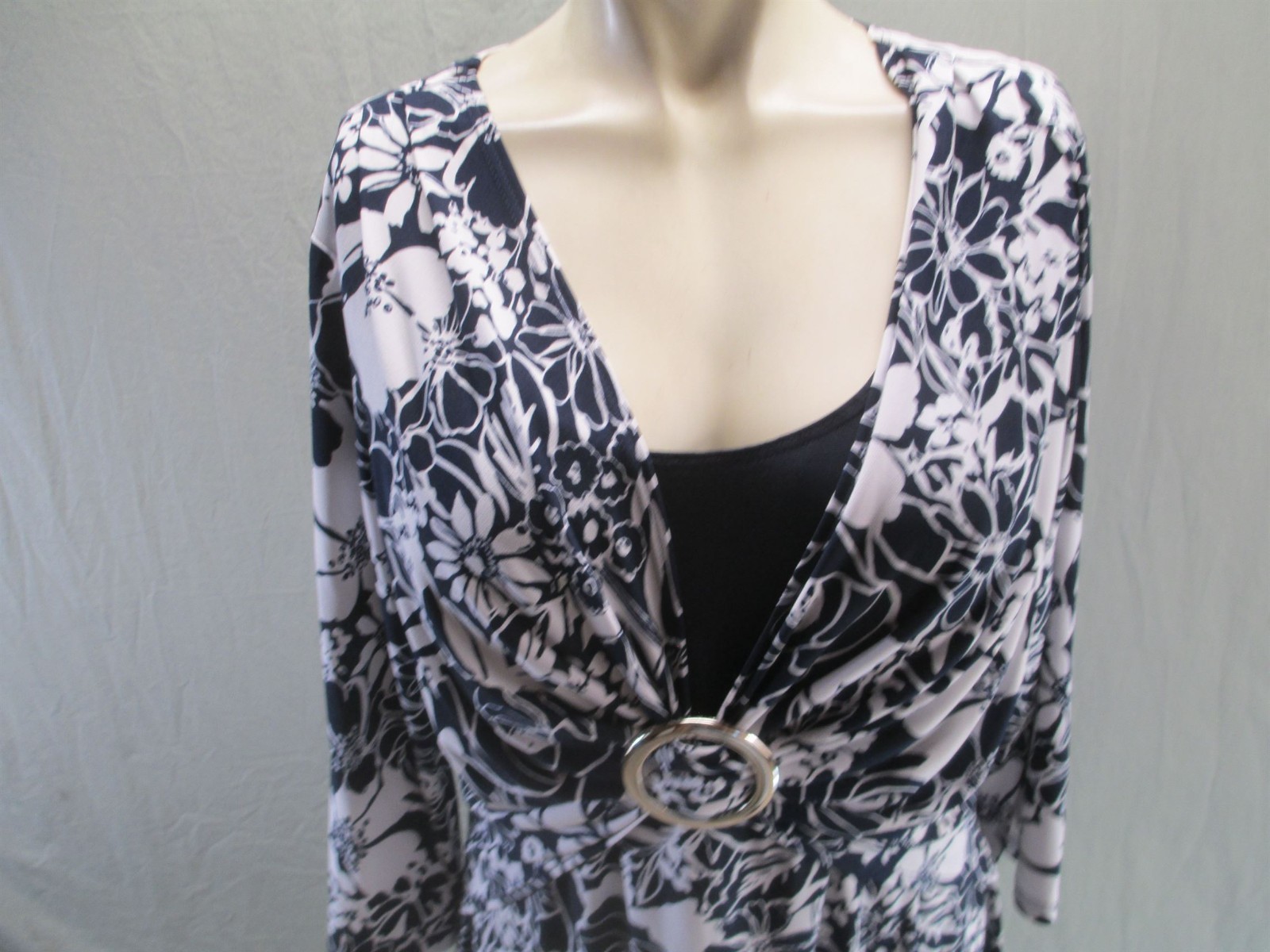 Connected Apparel Size L Womens Multicolor Floral Long Sleeve Beauty Dress 576