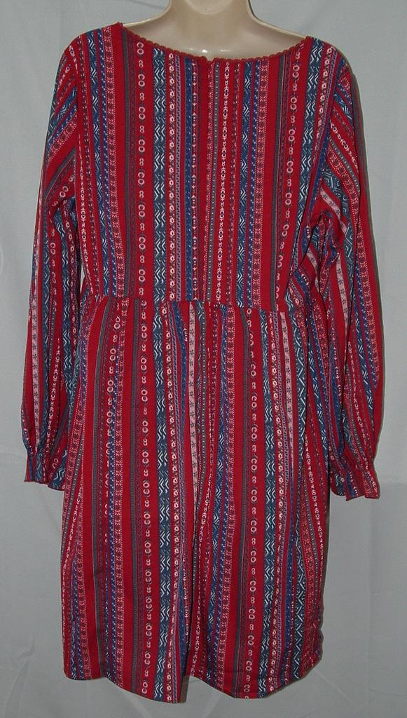 NEW NWT Dark Red Print Sz Medium Square Neck Lightweight Dress SUZANNE BETRO