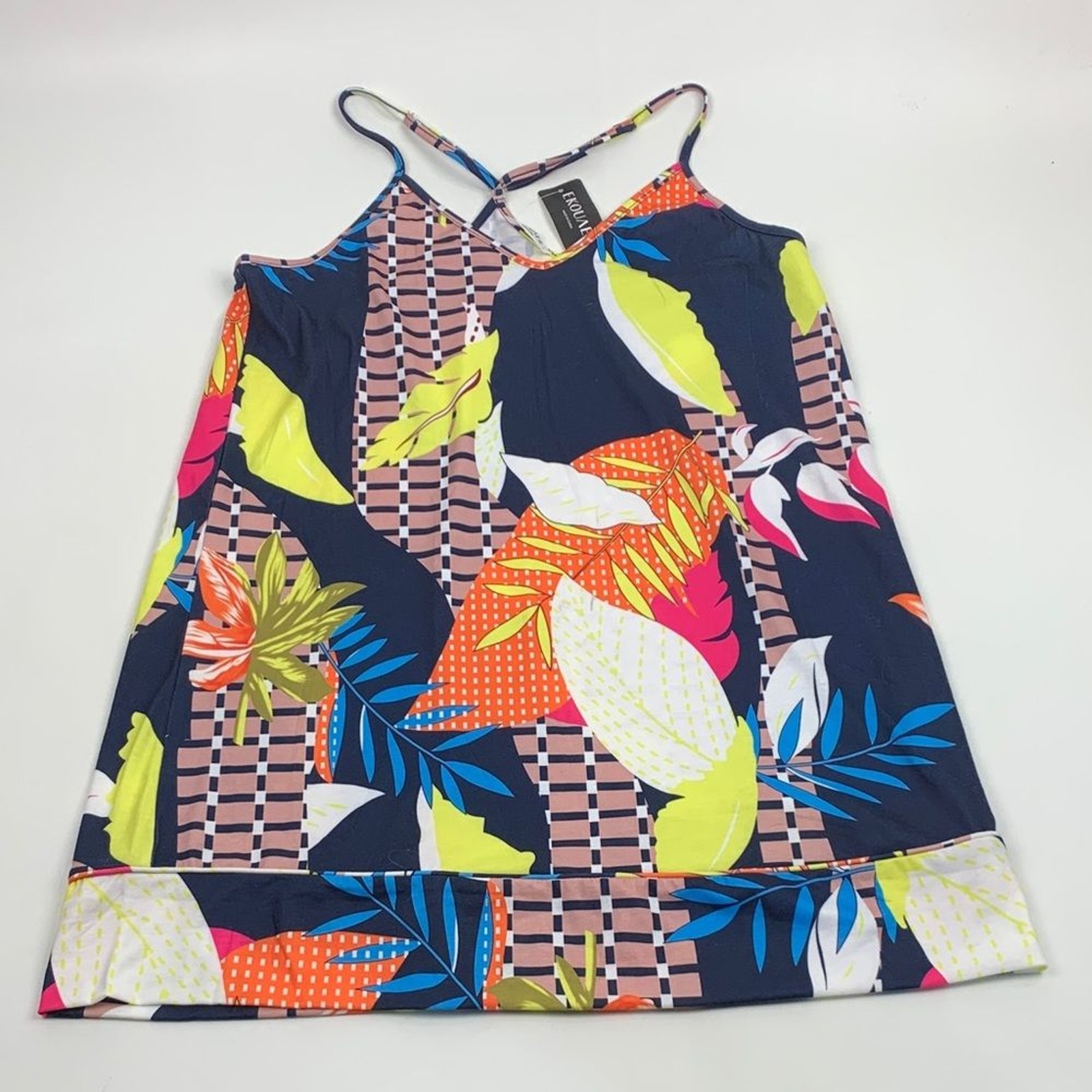 Ekouaer Colorful Sleeveless Tank Patterned Top Dress Racerback Size Small NEW