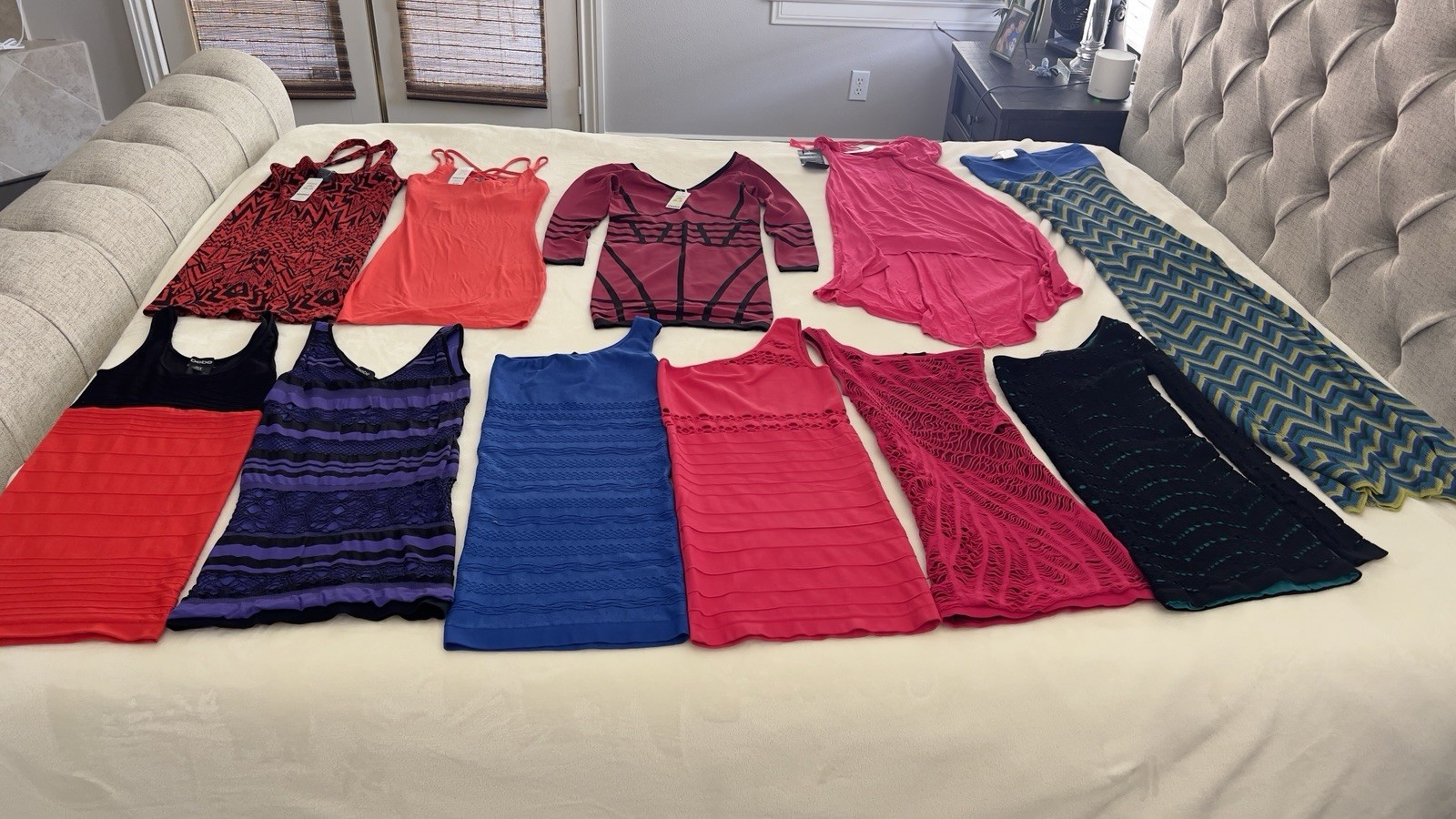Lot Of 11 New And Used Bebe Dresses Size XS-P/S club wear, sexy mini dress