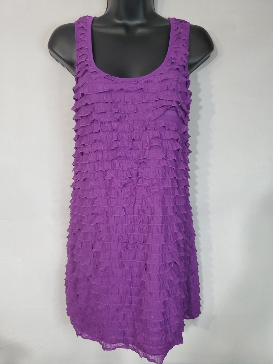 FREE PEOPLE Dress Women’s Size XS Purple Mini Frilled Bodycon Layered textured