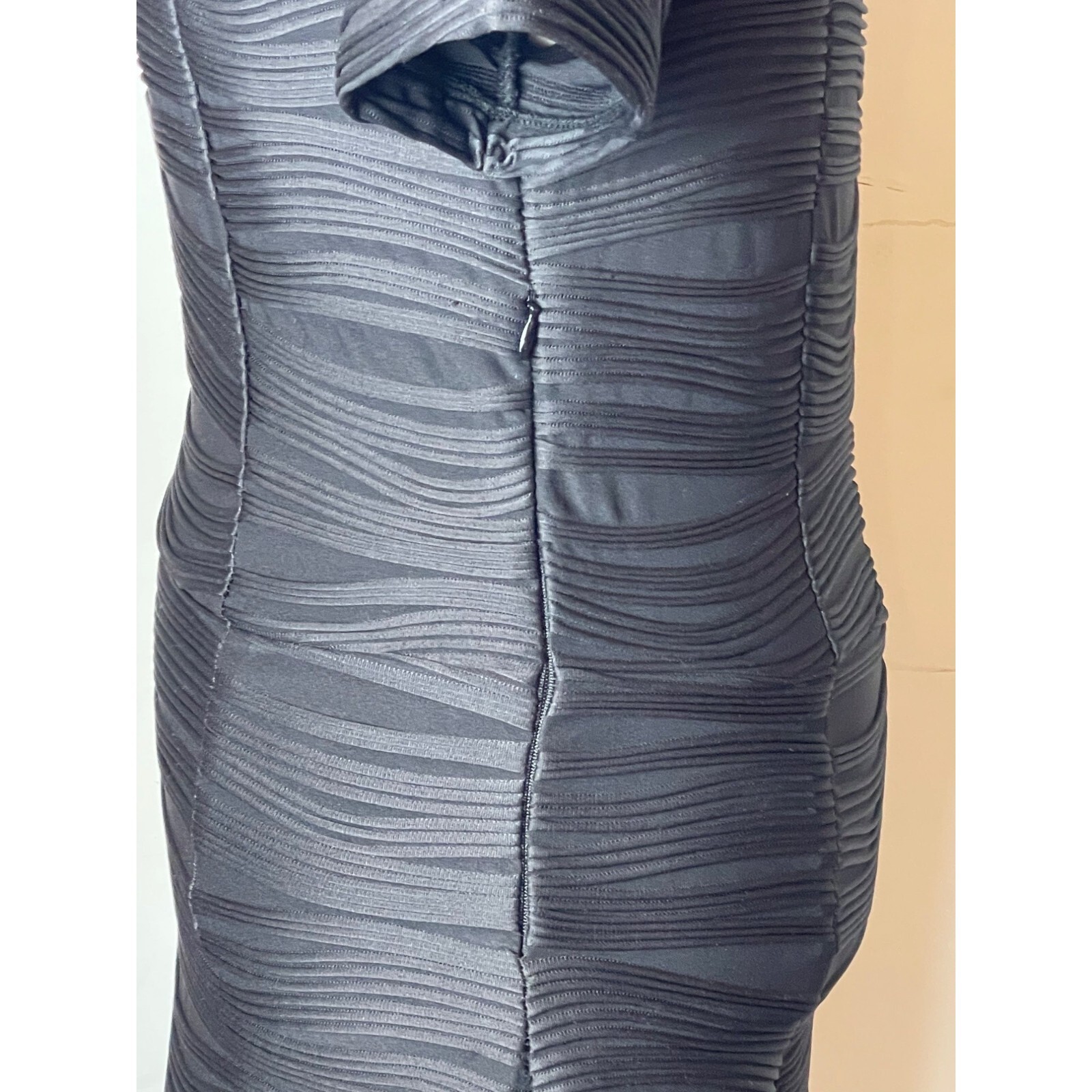 Opening Ceremony Dress Women Medium Black Wavy Stripe Lotus Mini Cocktail Party