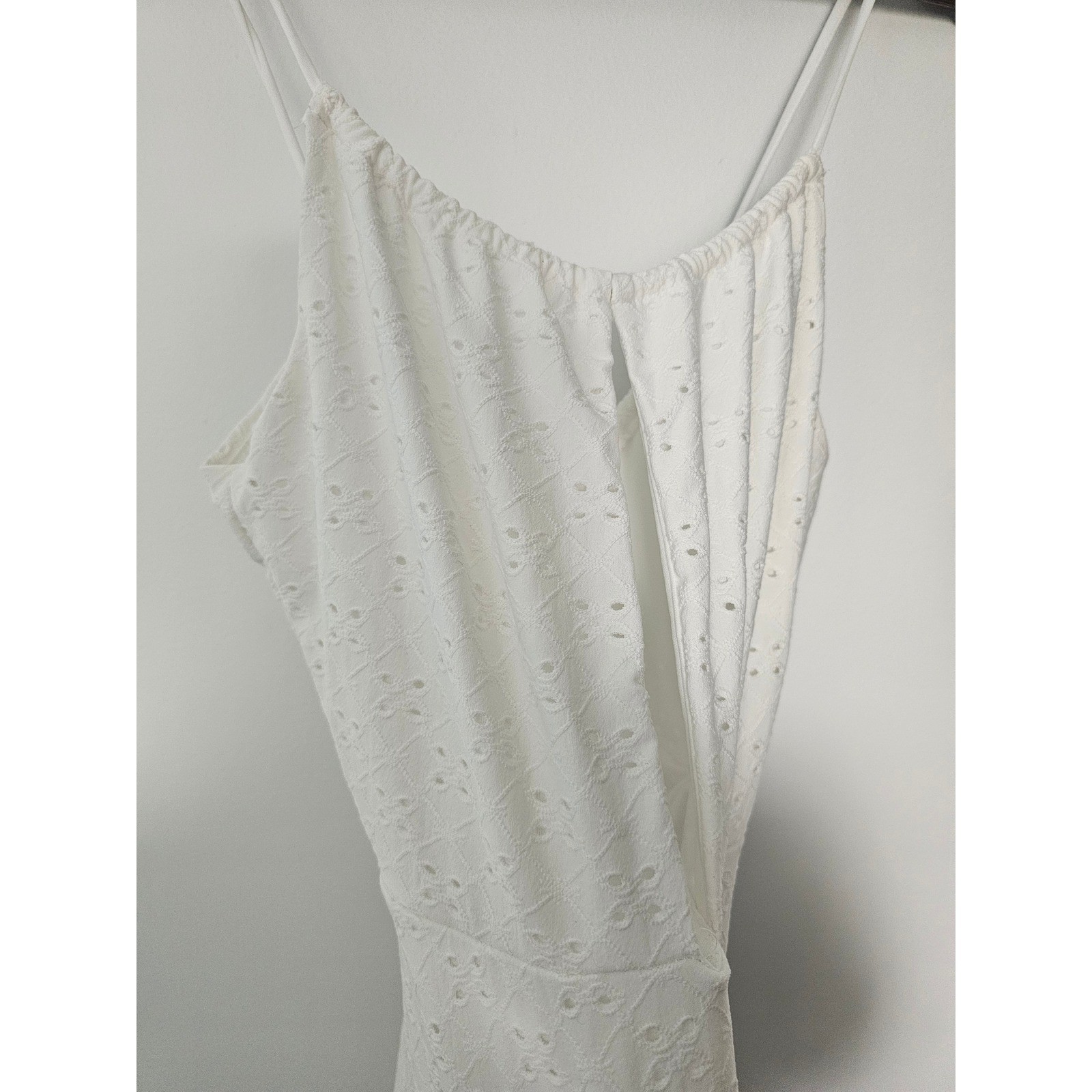 Cottagecore Noble U Eyelet Sun Dress Womens Small White Cutout Mini Boho Strappy