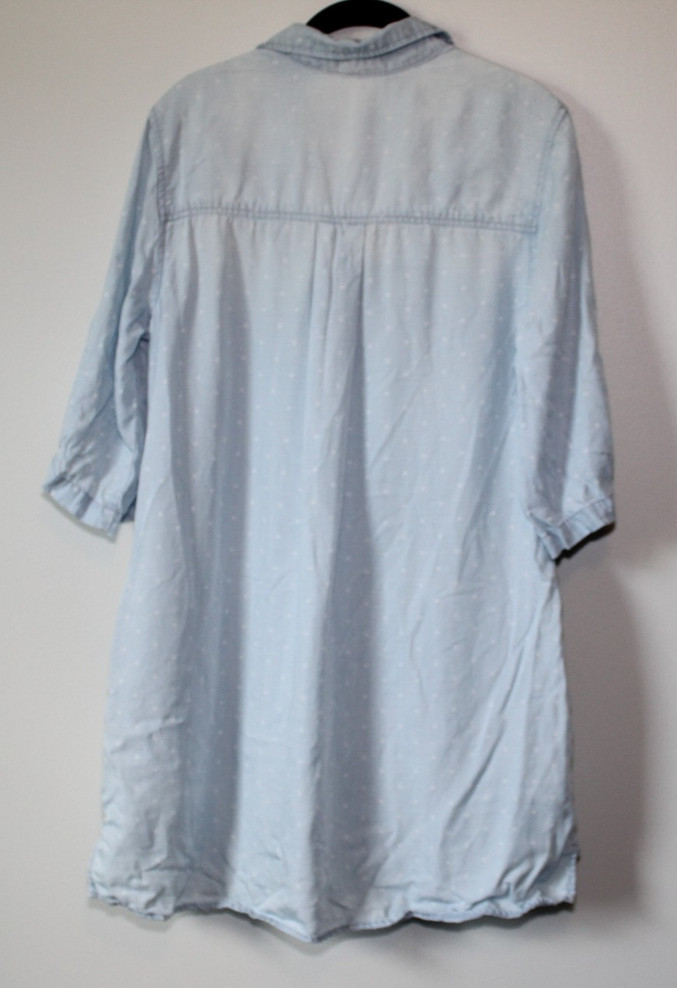 Cloth & Stone Dot Denim Chambray Tunic Top Faded Mini Shirt Dress Size Medium
