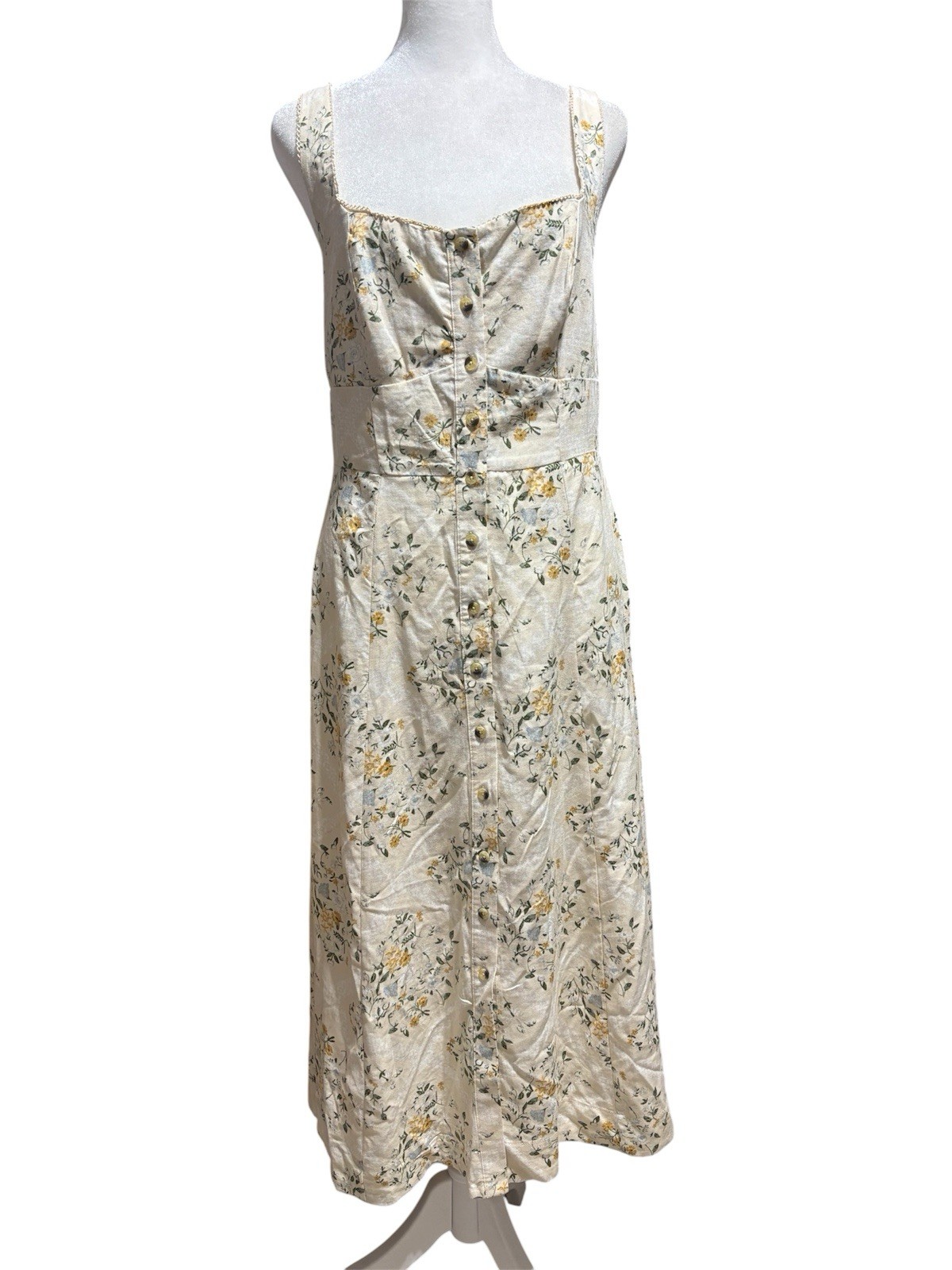 Wild Fable Women’s S Sleeveless Floral Button Front Midi A Line Dress Summer