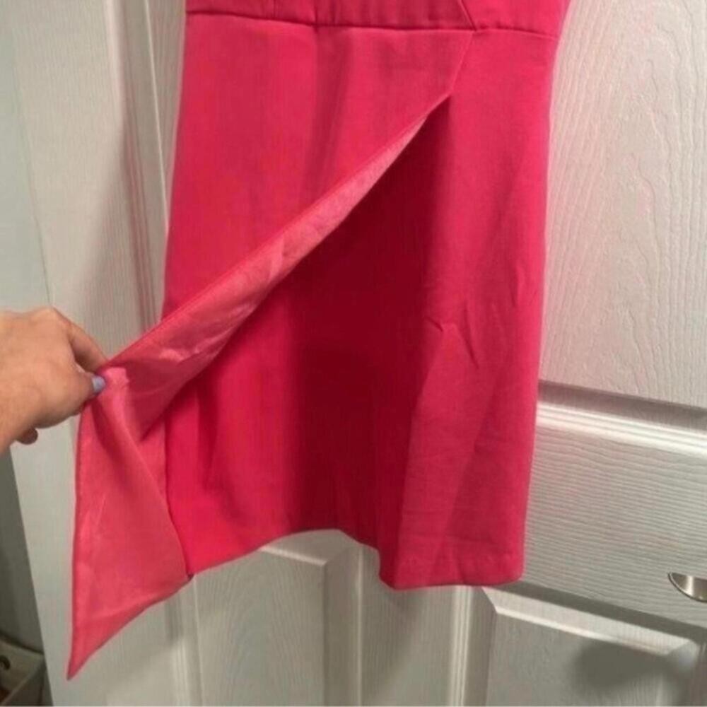 ✅NWT Do+Be Pink Spaghetti Strap Asymmetric Hem Fitted Hot Pink Dress