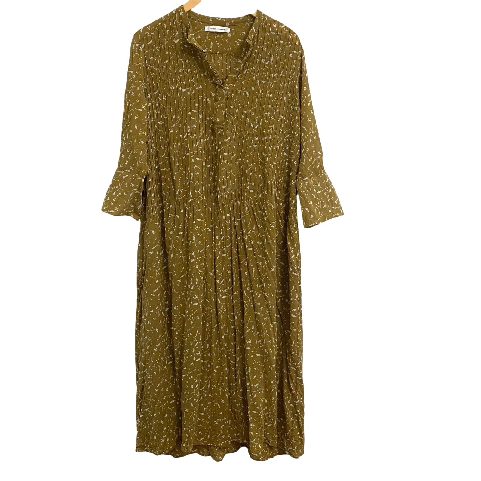 Samsoe Samsoe Pleated Midi Sheer Dress Women’s Size Large Cottagecore Fairy
