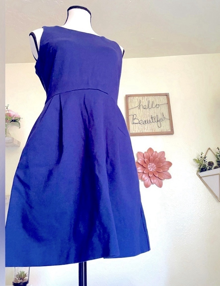 Madewell Silhouette Dress Women’s Size Small S Cobalt Blue Back Zip Side Pockets