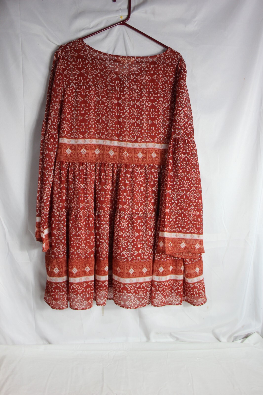 Indigo Soul Womens XL Flowy Spice Short White Dress Boho