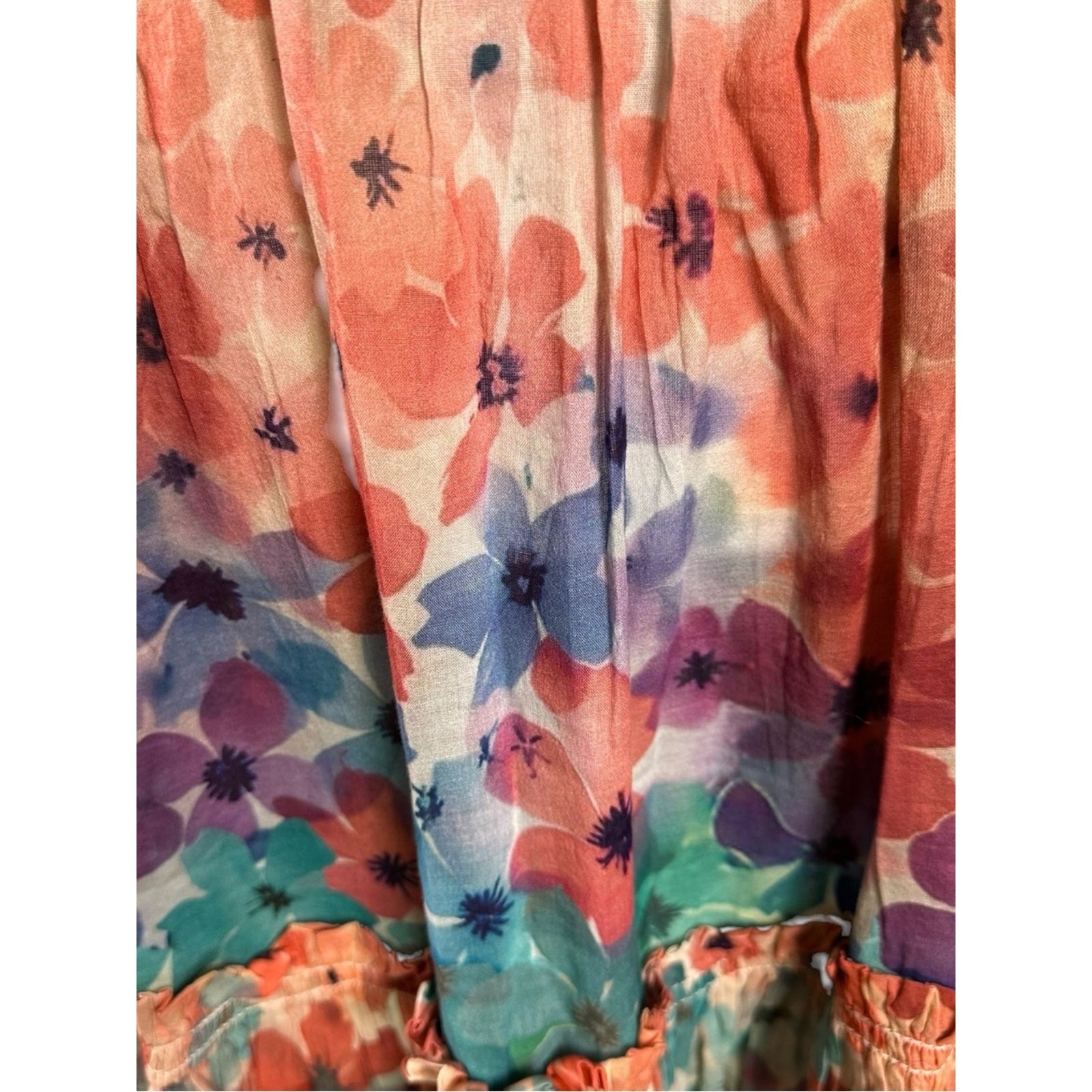 Free People Sunshine Maxi Dress in Soft Tropical Combo Size Medium NWT