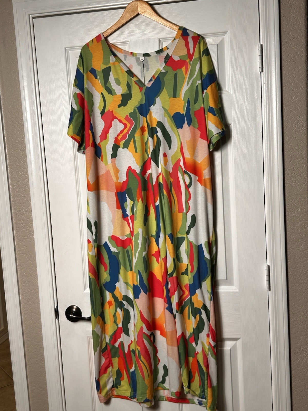 Wycnly Beach Loose Flowy Swing Tunic A-Line Maxi Sundress 1XL