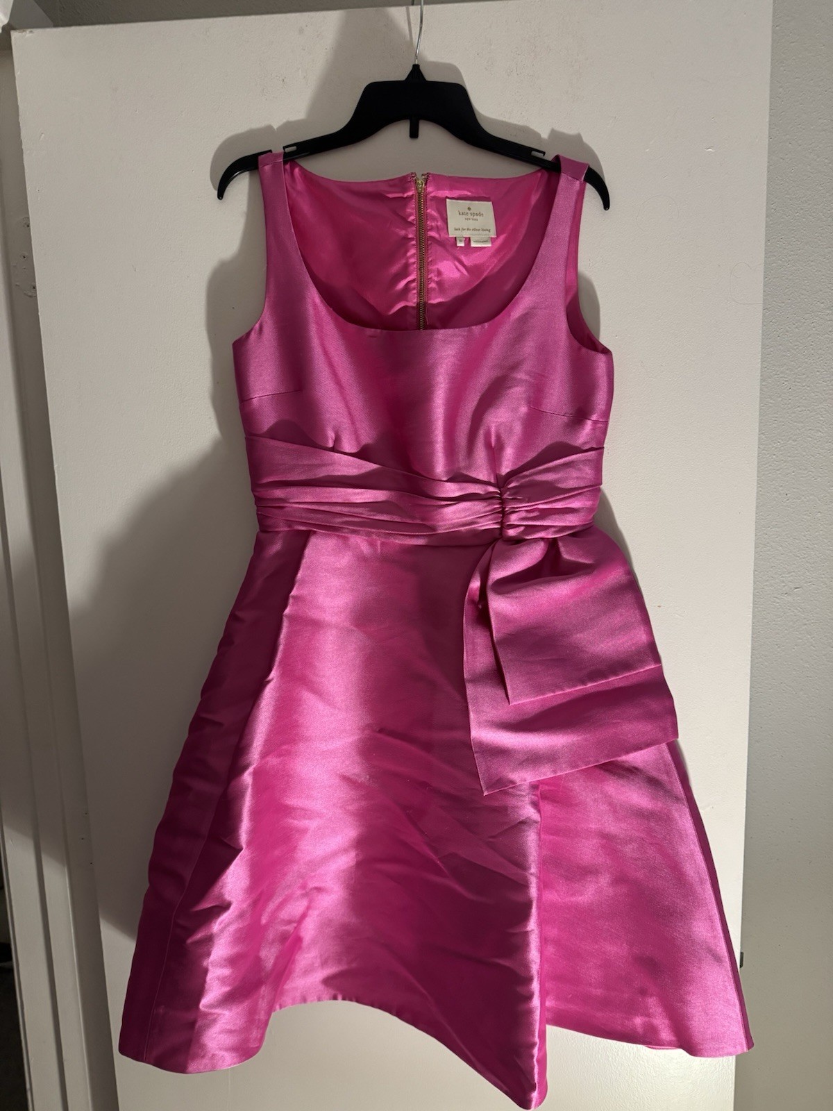 Kate Spade NY Hot Pink Fit & Flare Dress Size 10 Oversized Bow Cocktail Dress