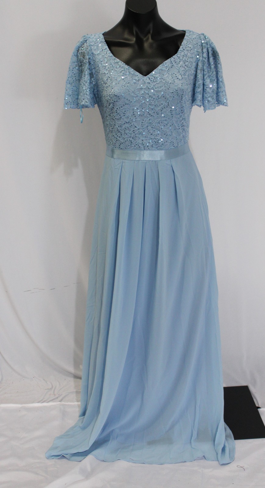 Miusol Women’s Contrast Sequin Lace Evening Dress JL3 Light Blue Small NWT