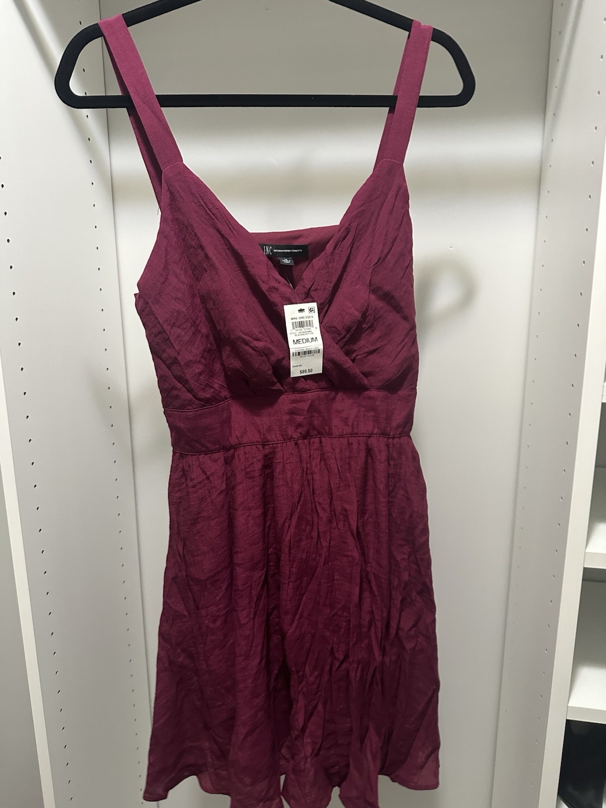 New INC Women Sleeveless Surplice Mini Dress Burgundy Blackberry Pie Size Small