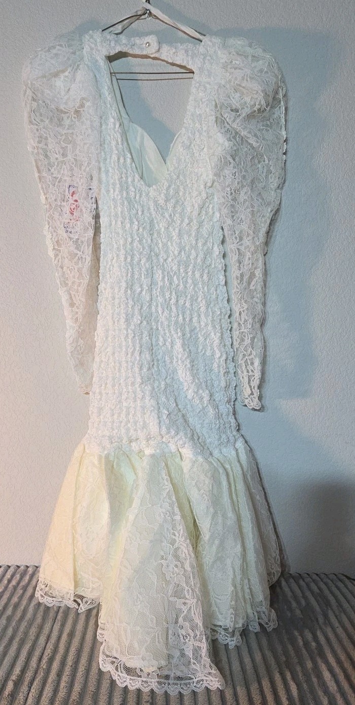 Vtg NOS ONON 80s Lace Sequins 100% Acetate Dress Formal Small Sz 3 USA Made NWT
