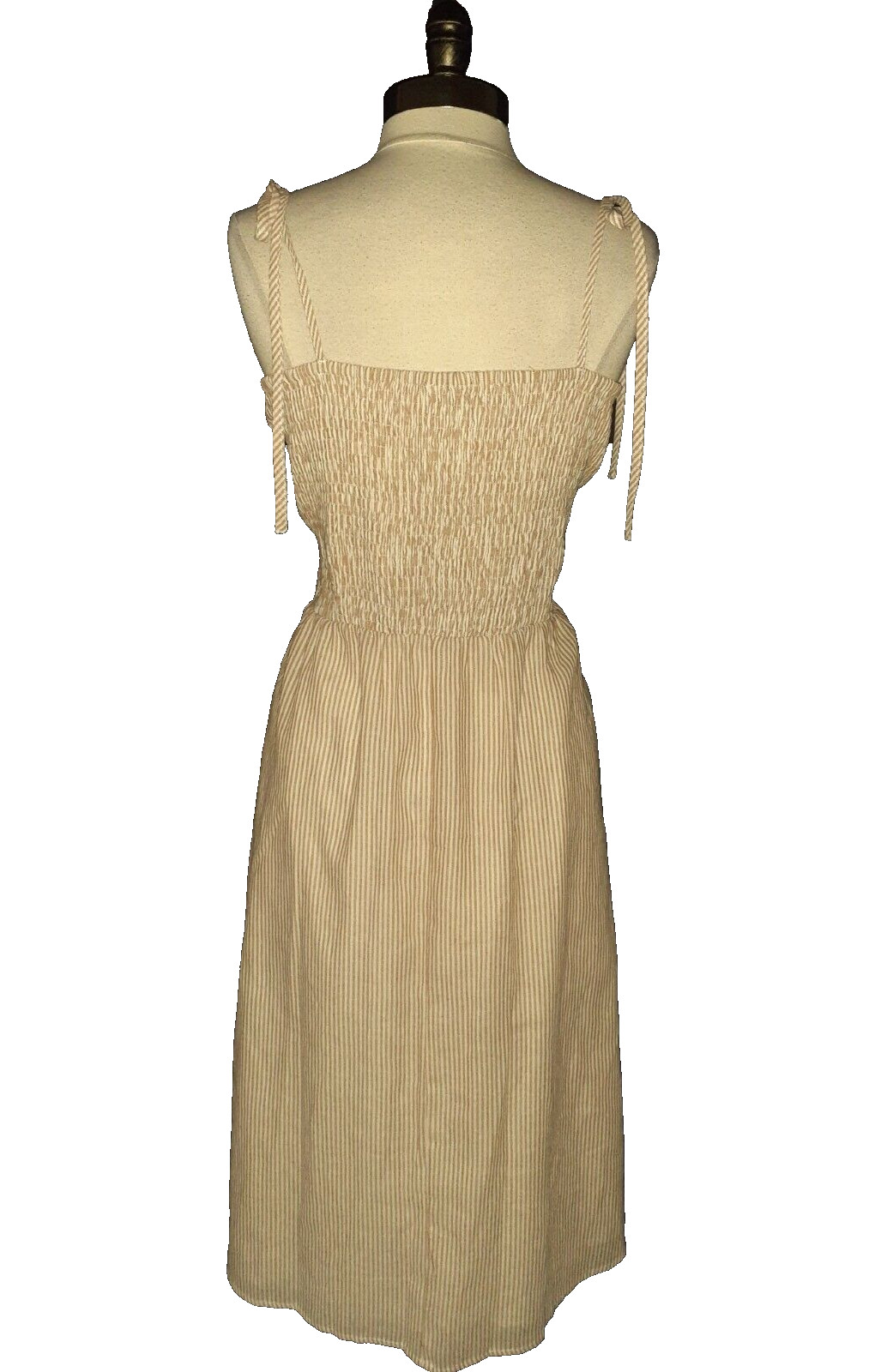NEW CITY CHIC Plus Size 18W A-Line Dress Brown White Stripes Sleeveless Pockets