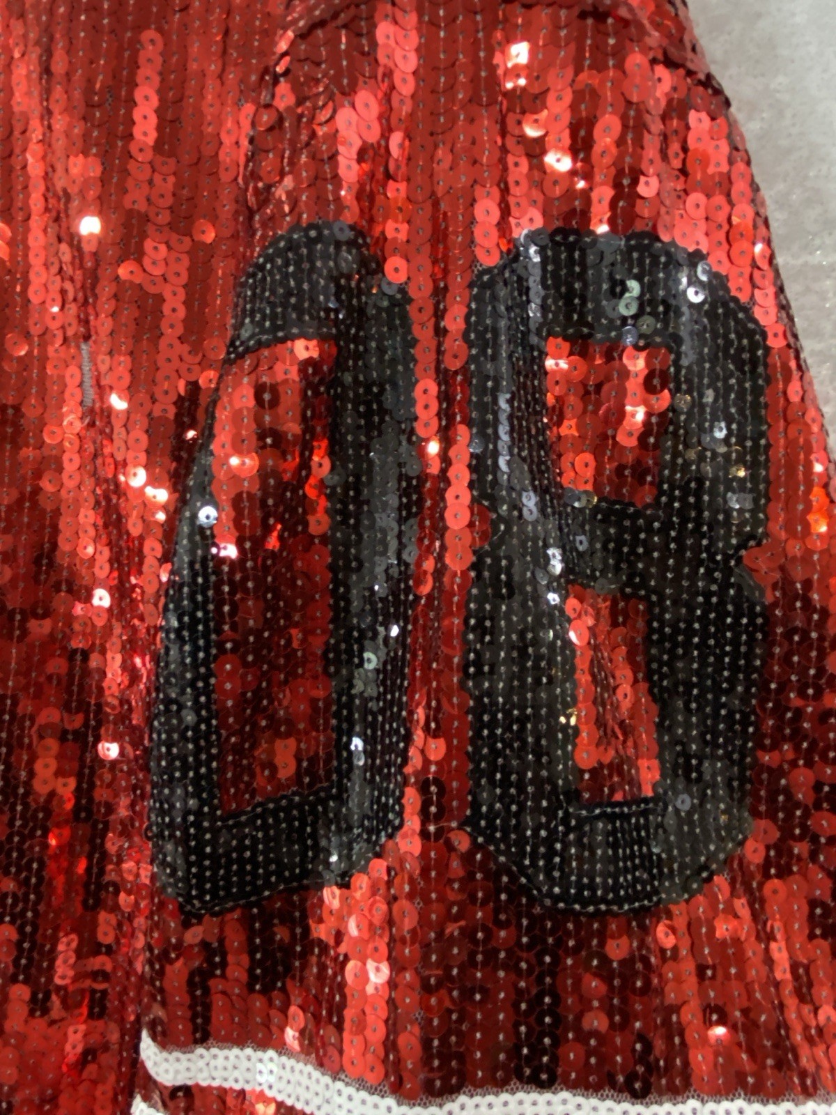 ROCKSTAR ORIG Red Sequin Mini Dress Football Jersey Game Day Oversized Sz OS