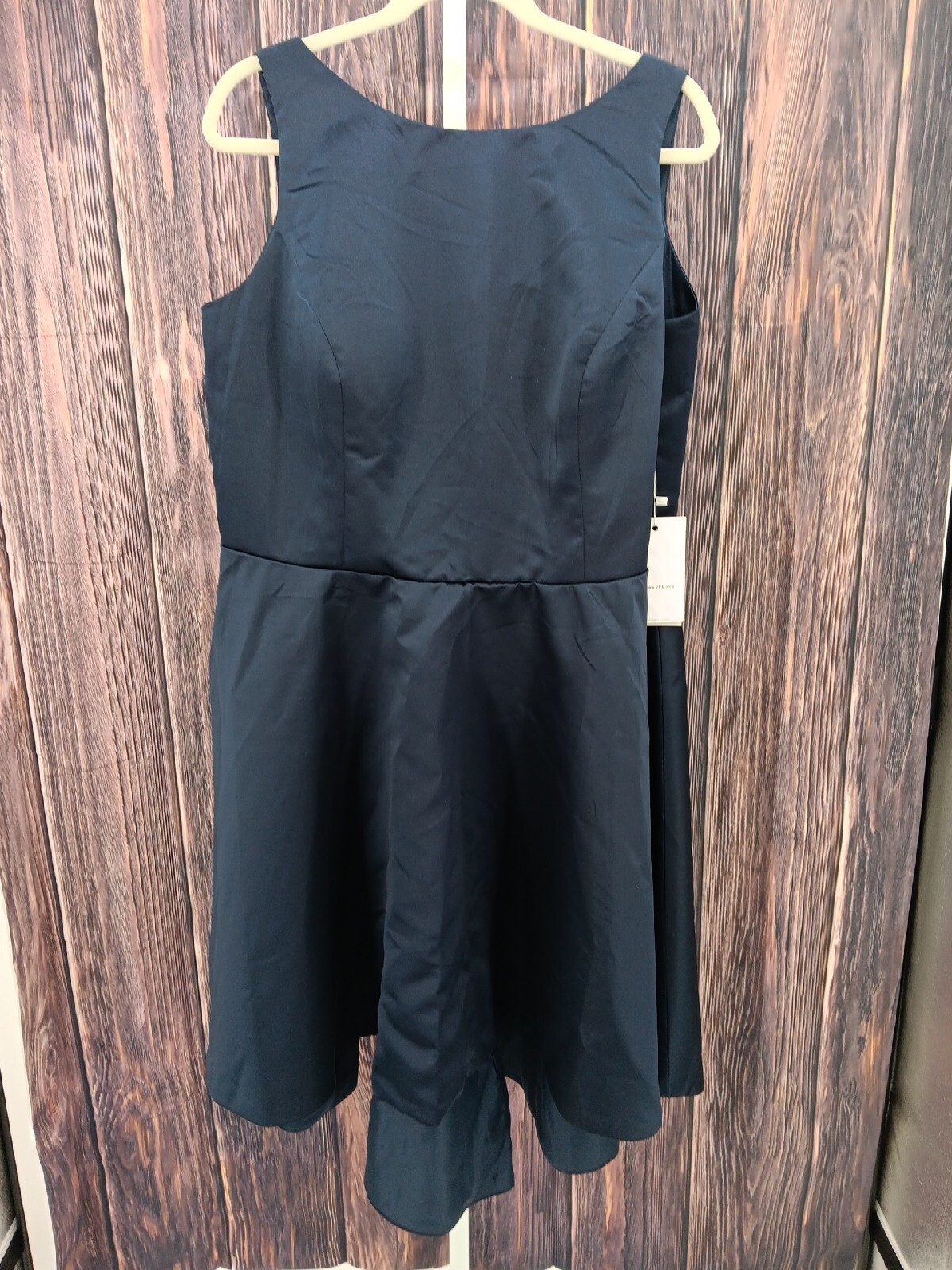 Witness of Love Women’s 20W Navy Blue Satin Knee Length Dress 3-AA1